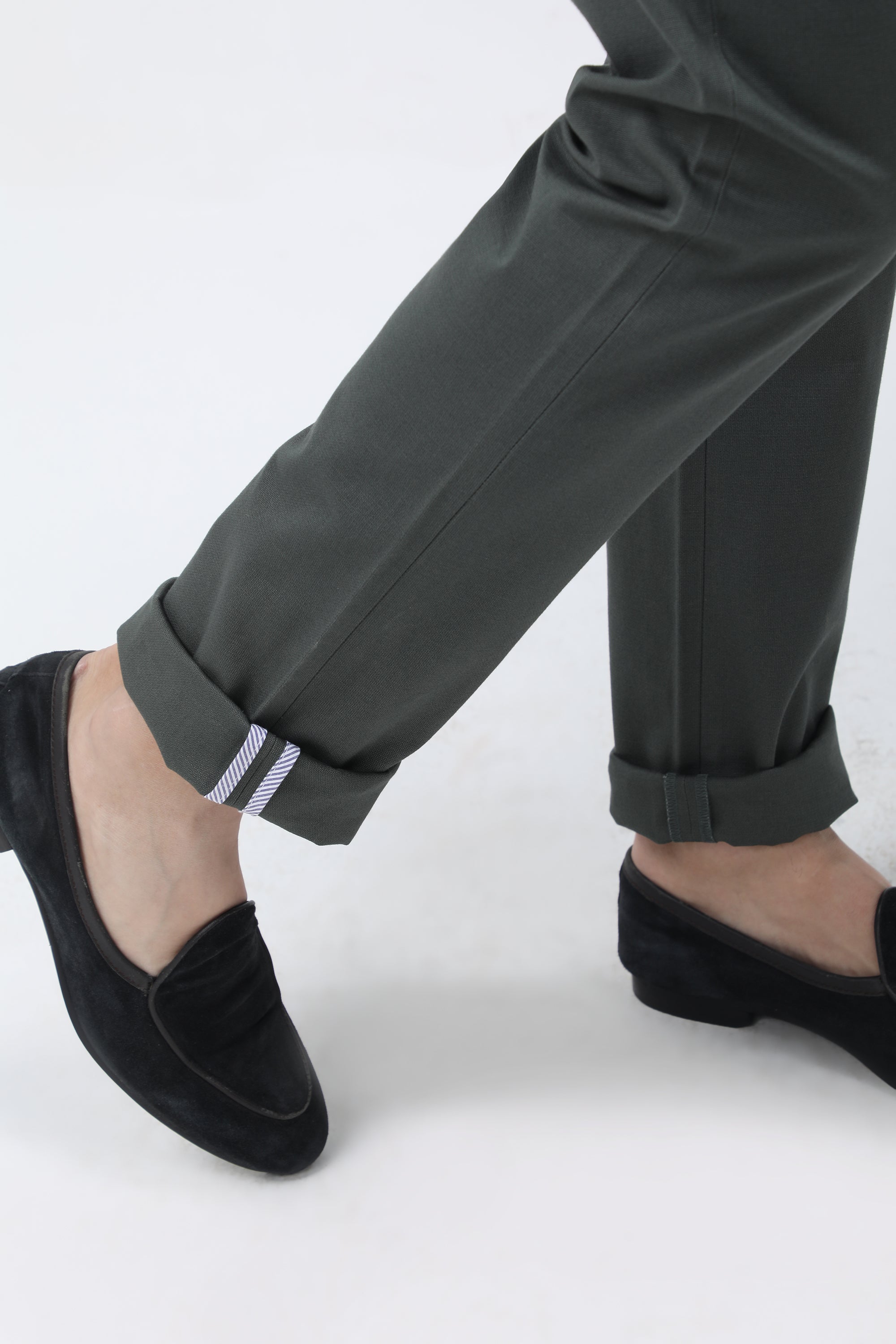 Bare Brown Slim Fit Cotton Chinos - Green