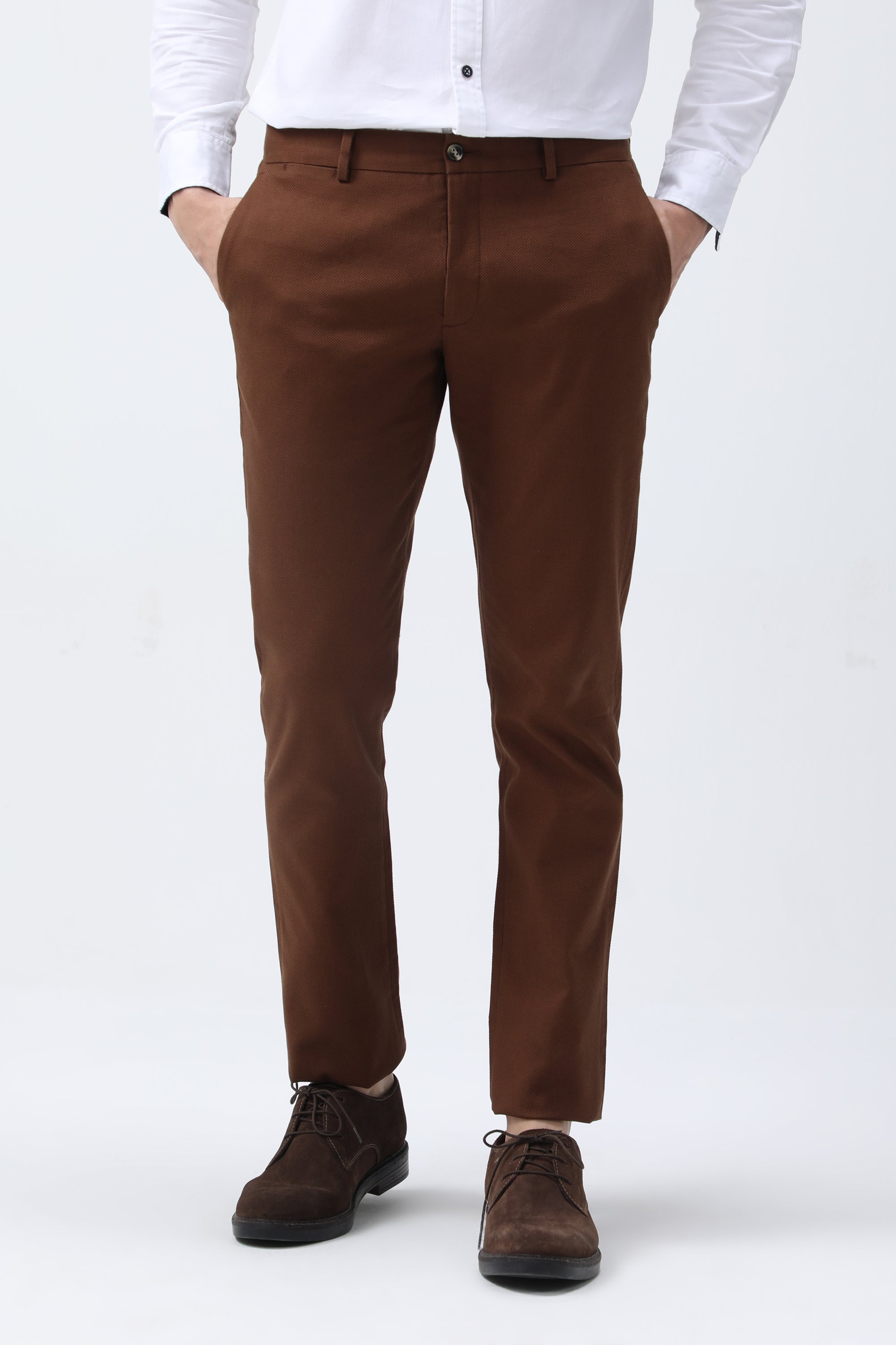 Bare Brown Slim Fit Cotton Chinos - Brown