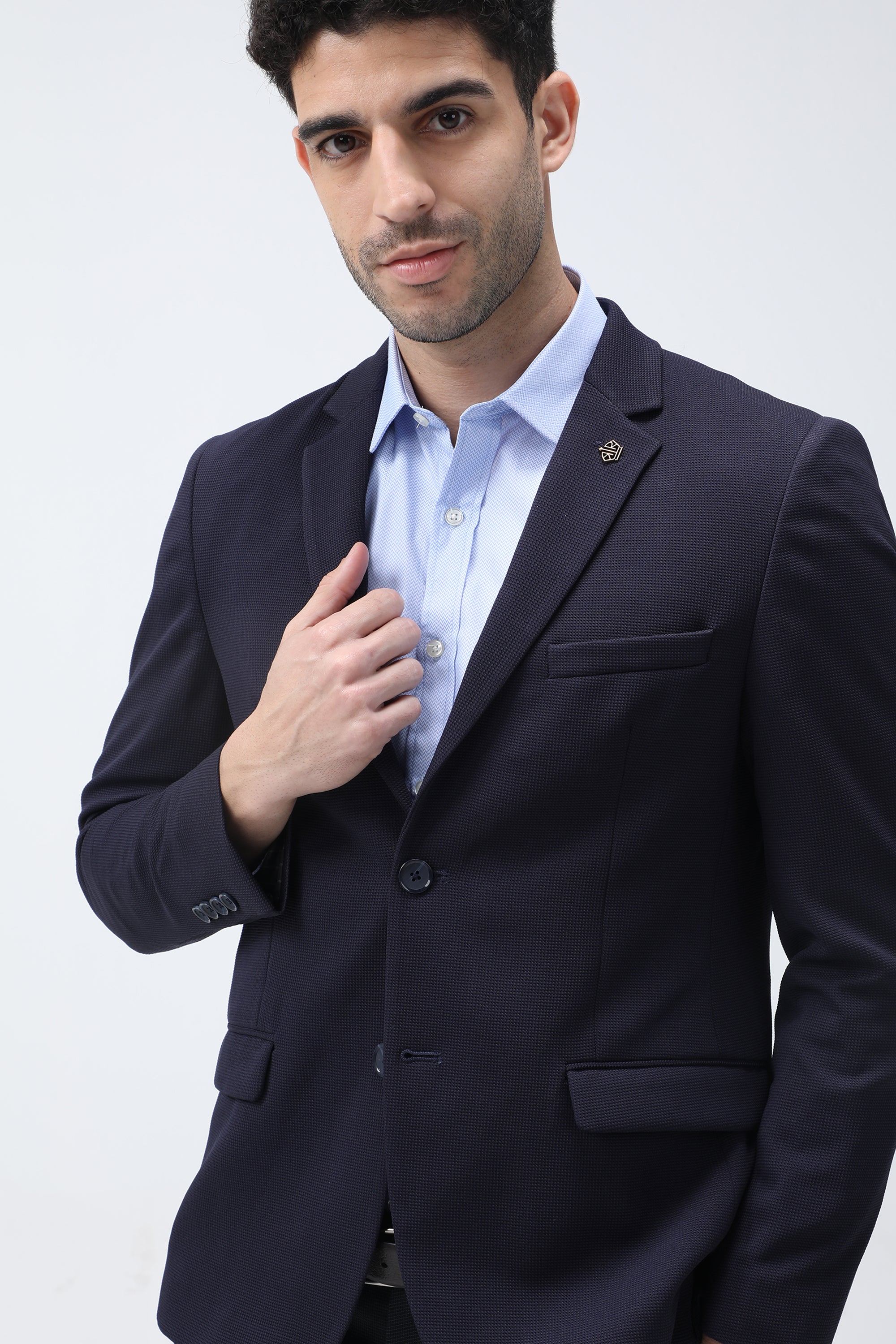 King Richard Slim Fit Knit Blazer - Navy