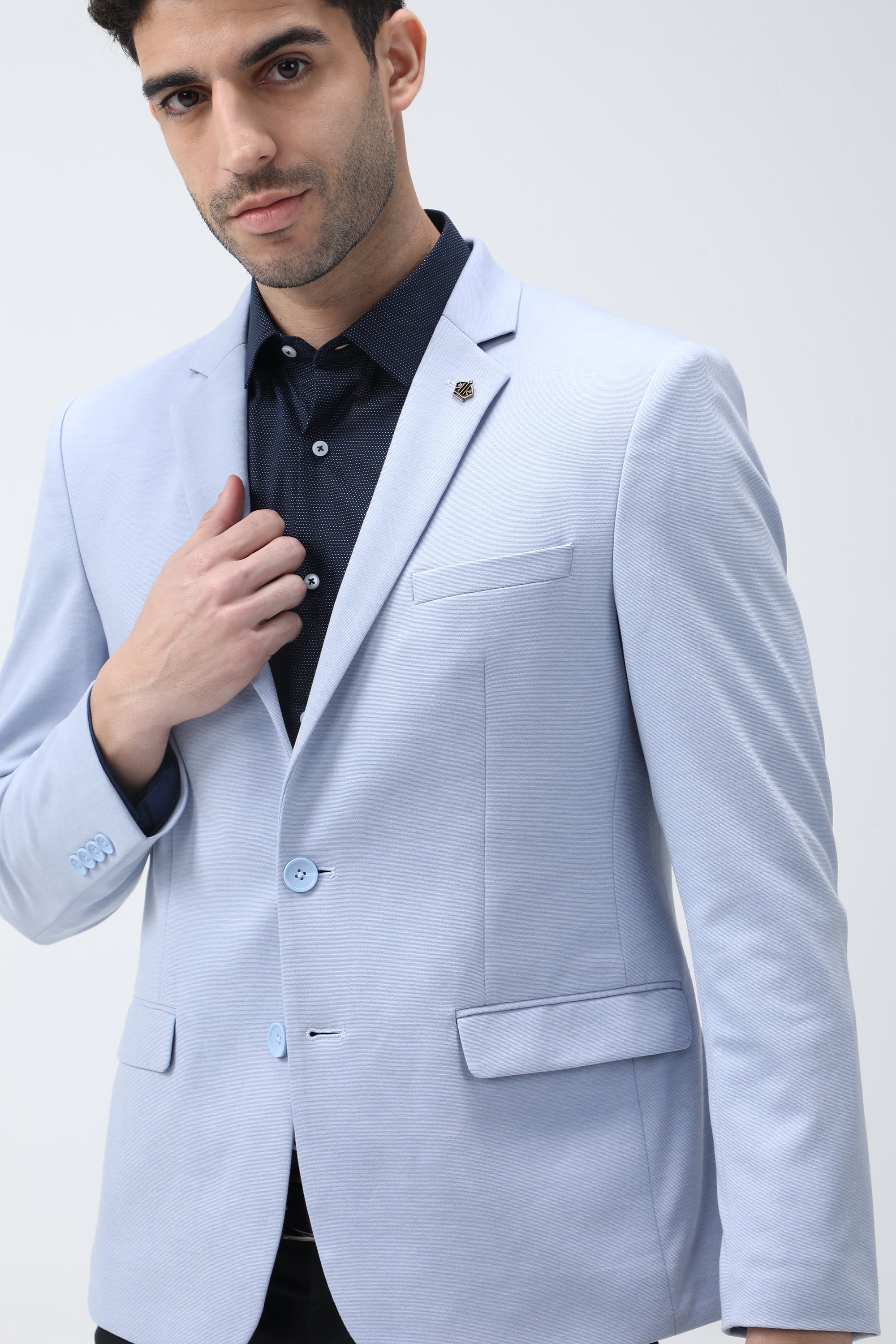 King Richard Slim Fit Knit Blazer - Blue