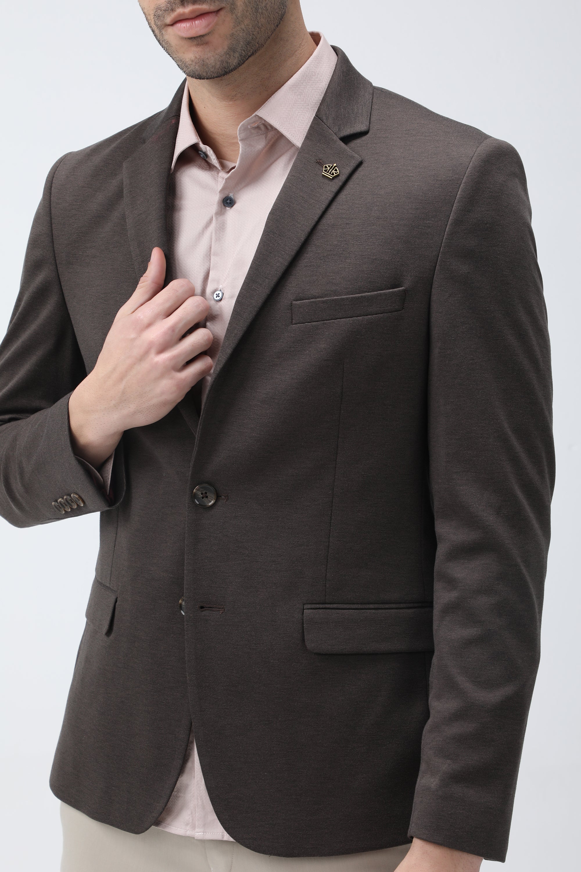 King Richard Slim Fit Knit Blazer - Brown