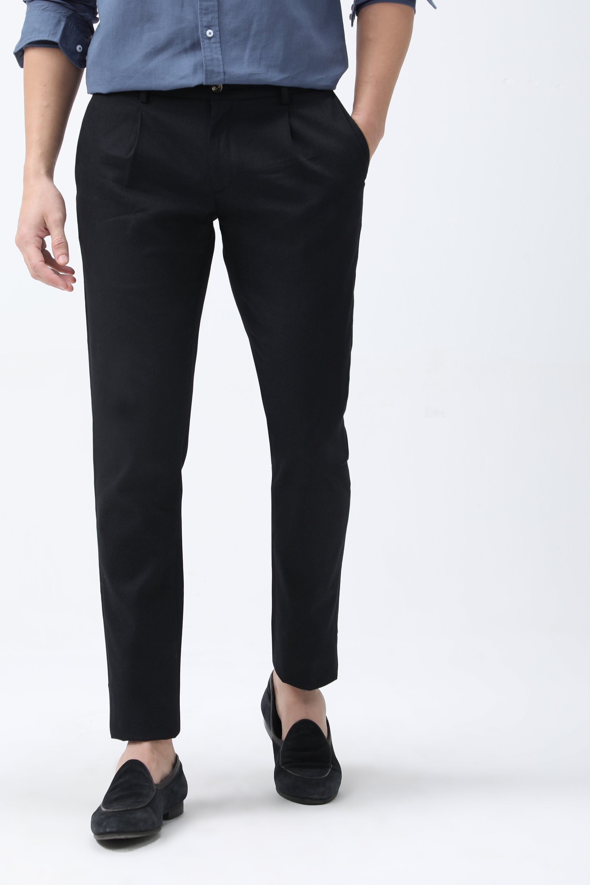 Bare Brown Slim Fit Cotton Chinos - Black