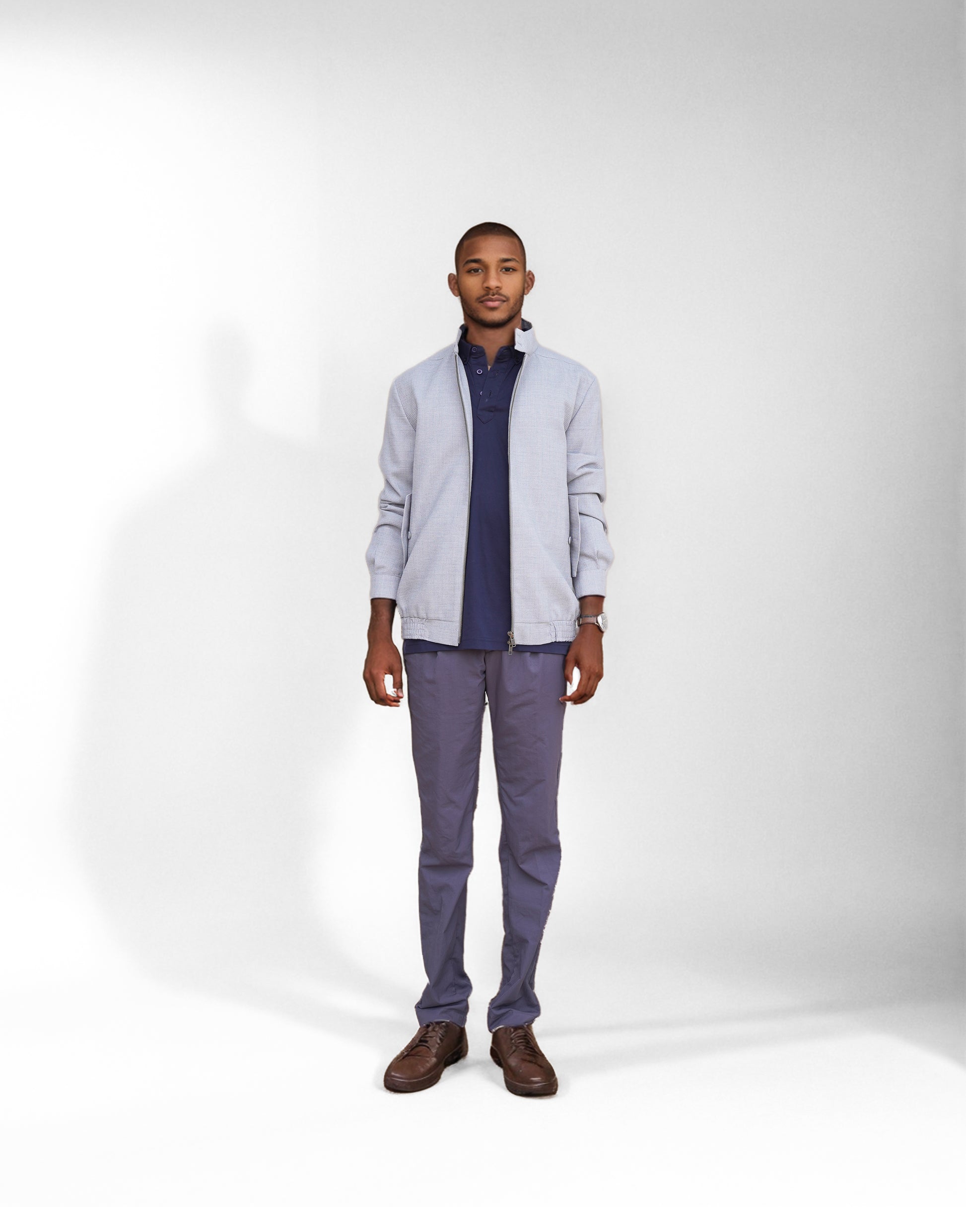 Bare Brown Slim Fit  Jacket -Grey