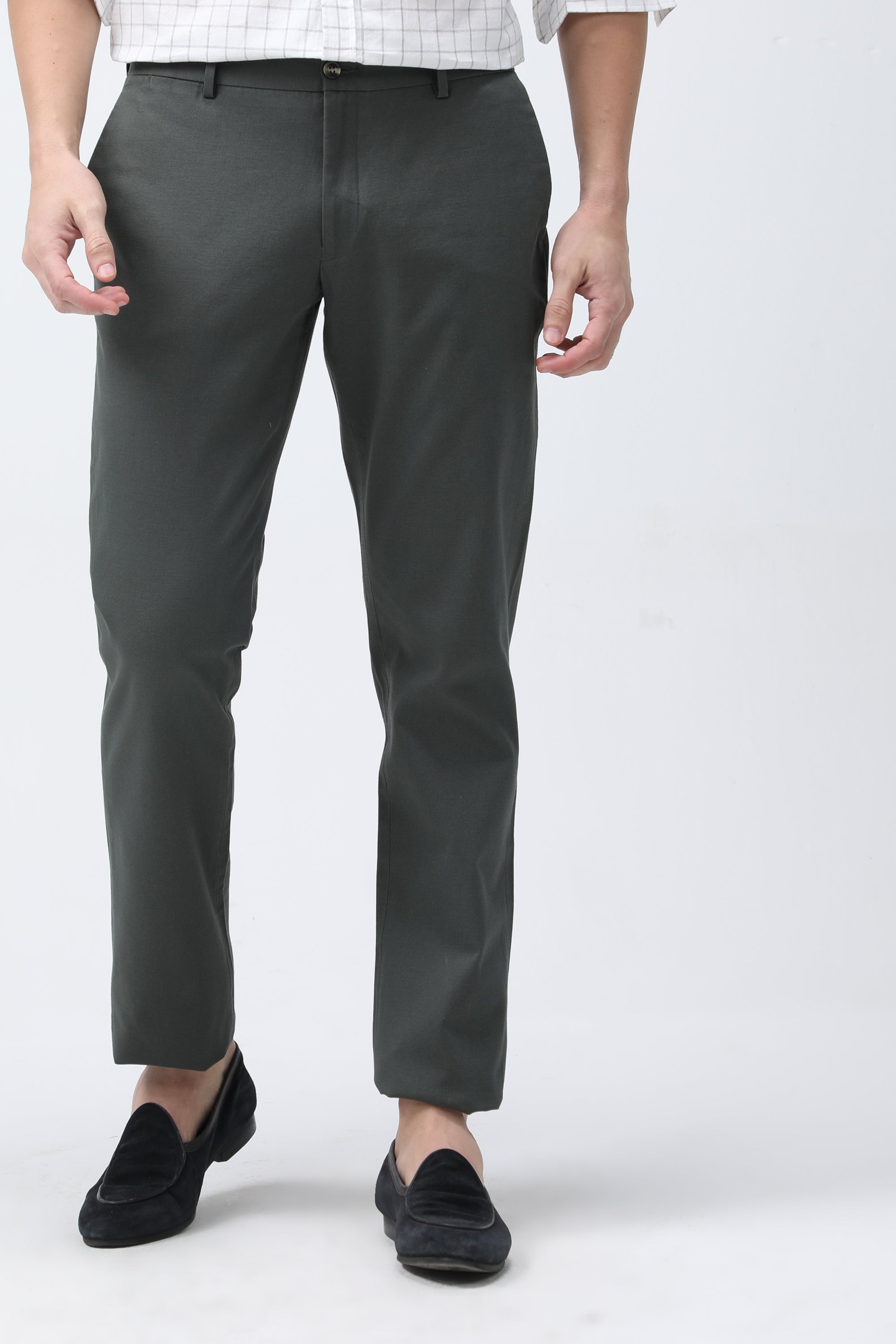 Bare Brown Slim Fit Cotton Chinos - Green