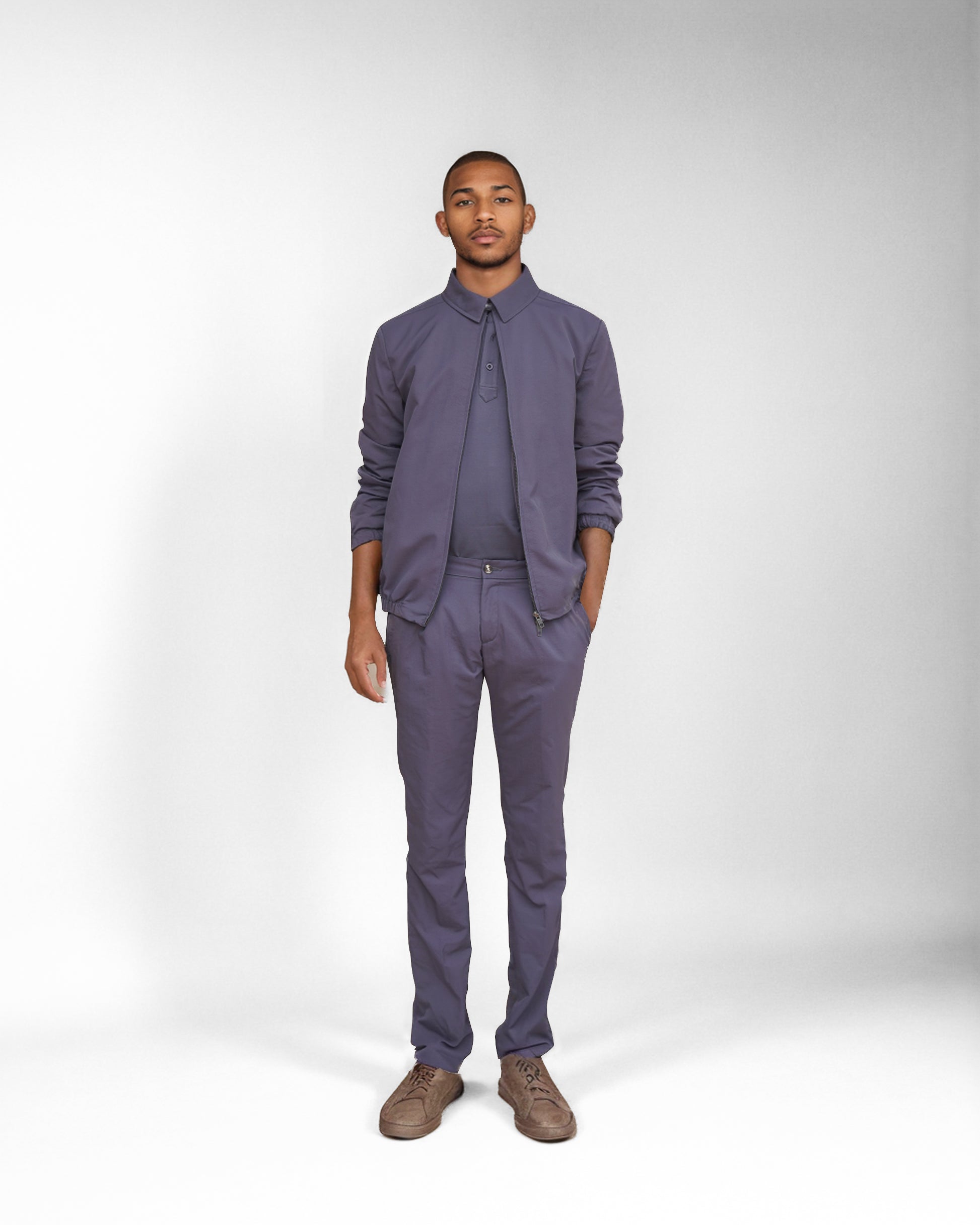 Bare Brown Bomber Jacket with 2 way Zipper - Grey