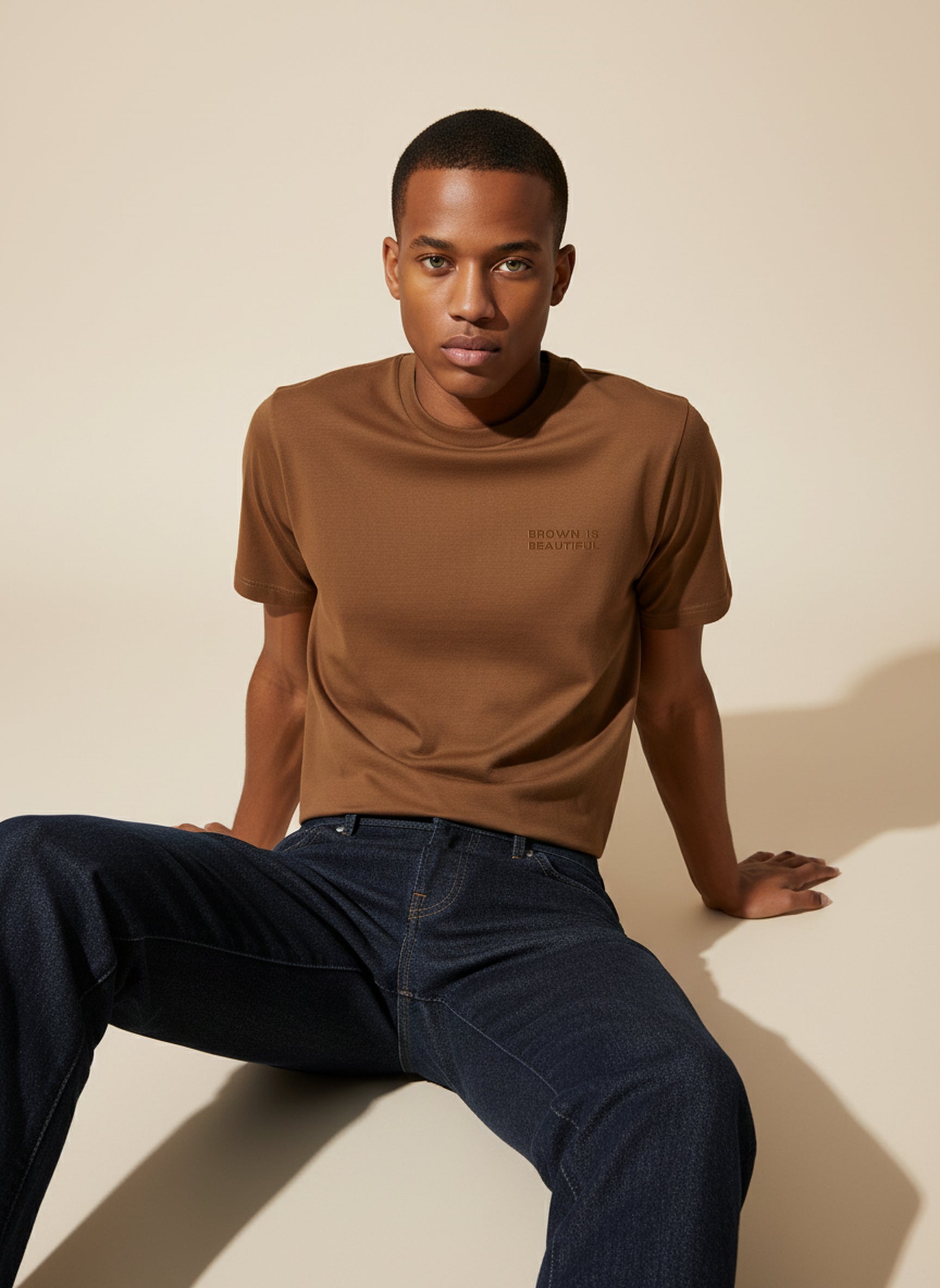 Bare Brown Slim Fit Crew Neck T-Shirt - Brown