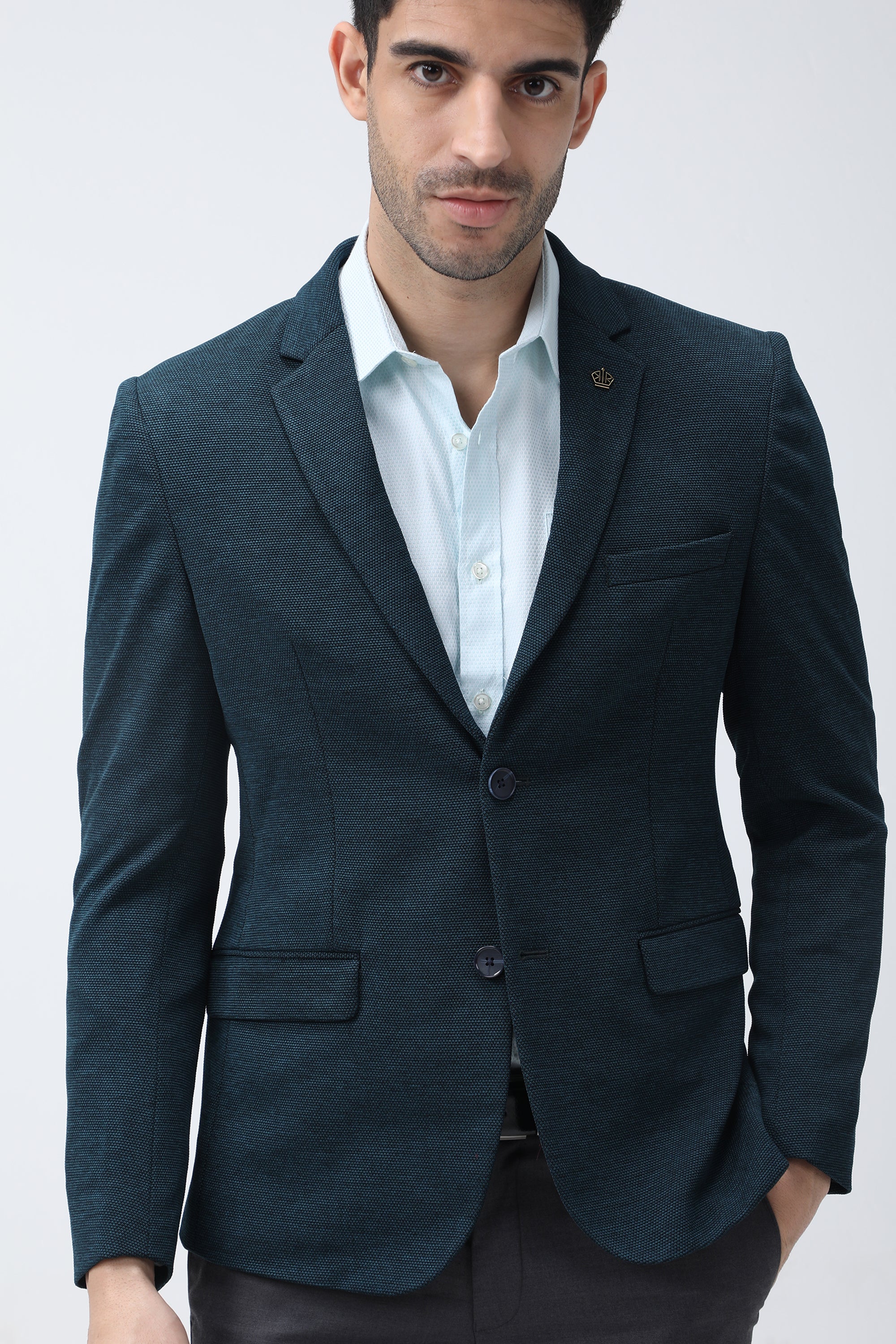 King Richard Slim Fit Knit Blazer - Teal