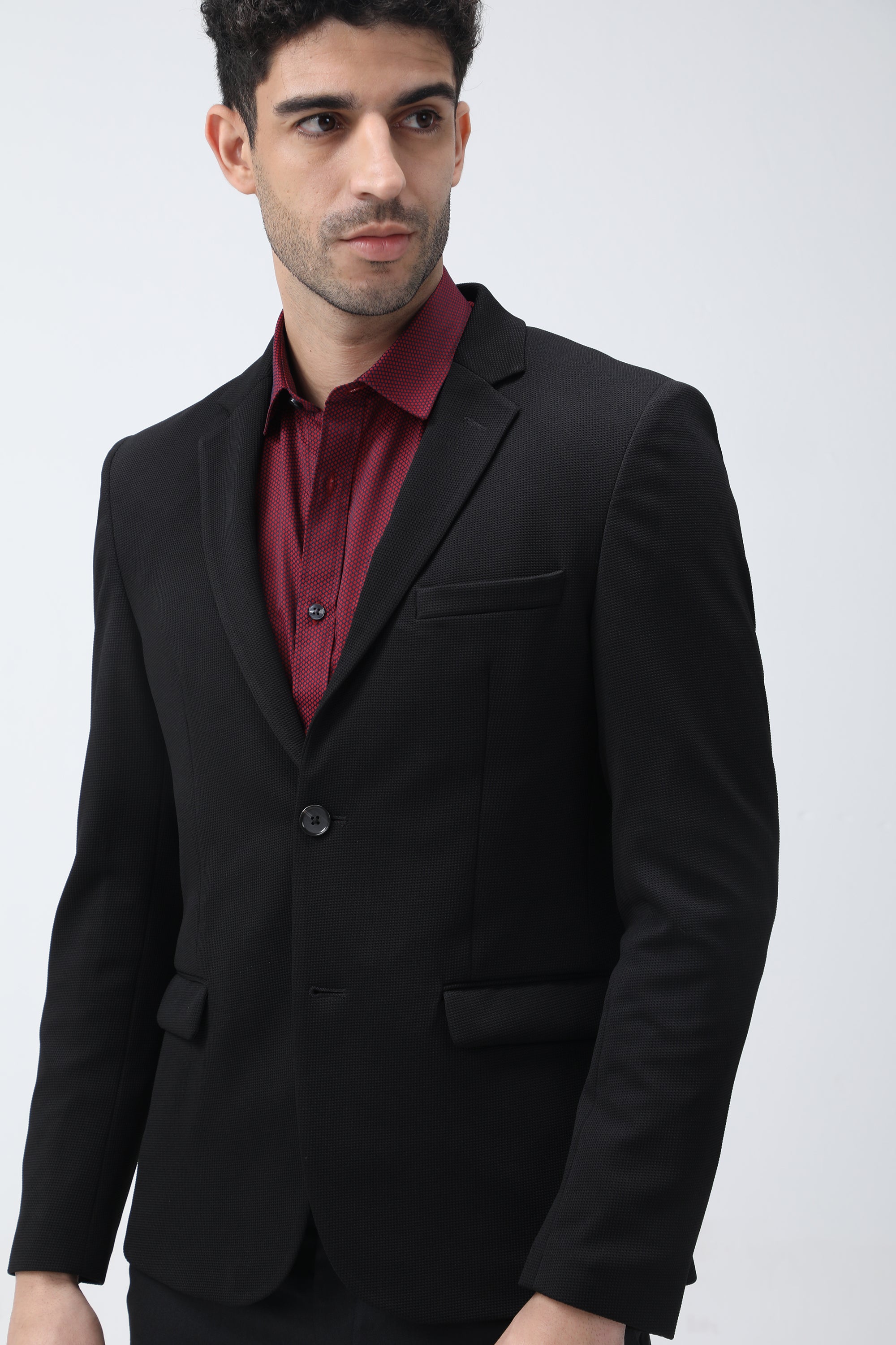 King Richard Slim Fit Knit Blazer - Black