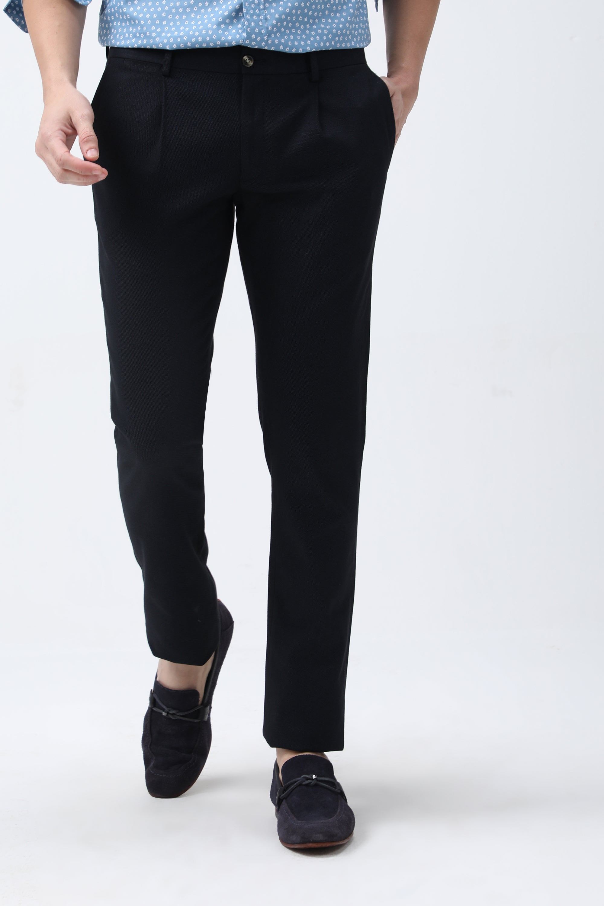 Bare Brown Slim Fit Cotton Chinos - Navy
