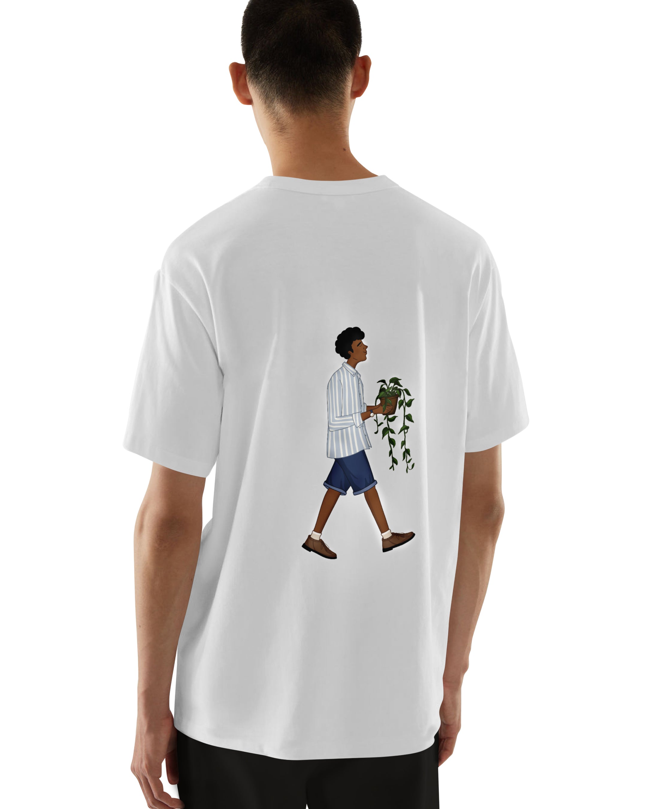 Bare Brown White Slim Fit Crew Neck T-Shirt