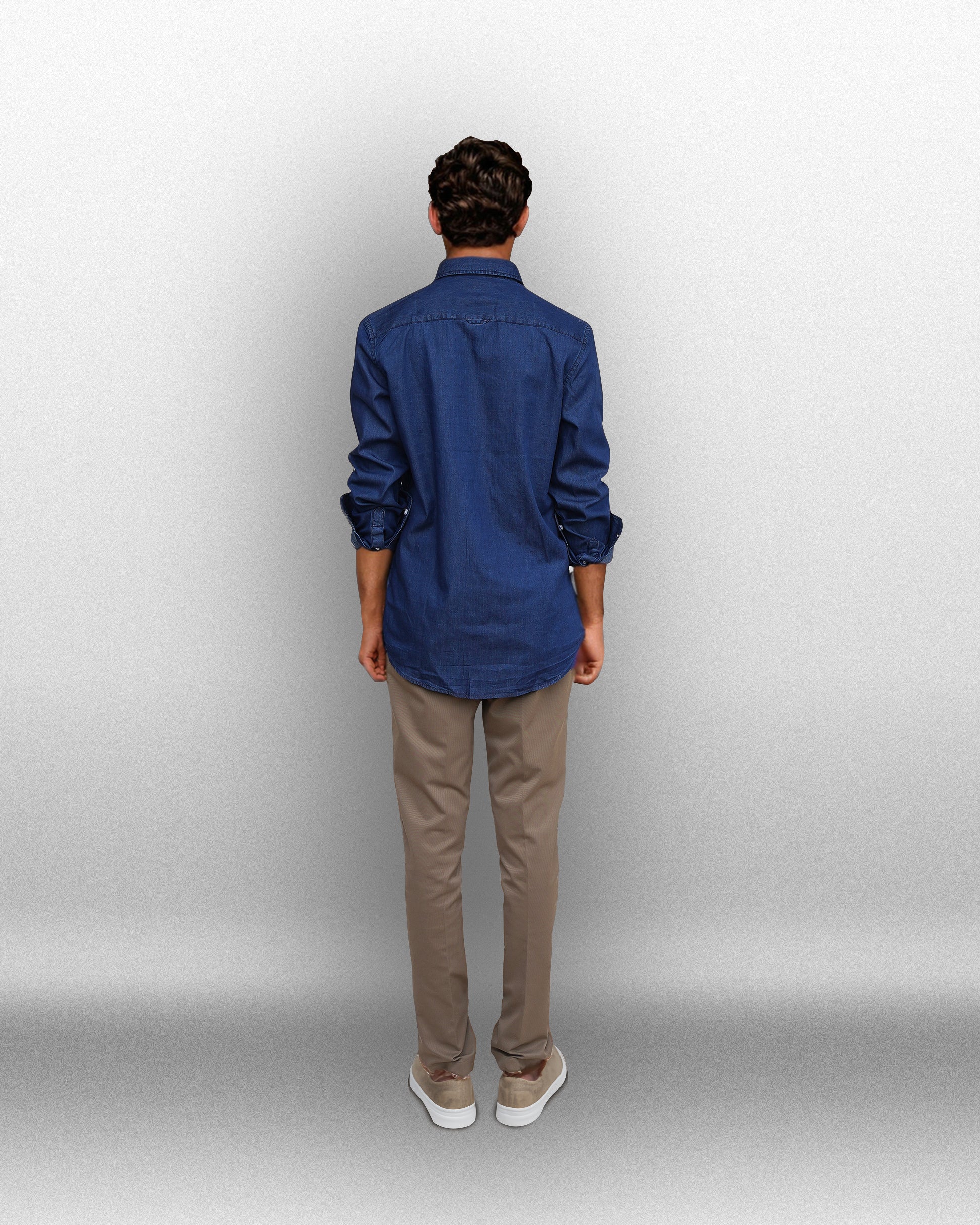 Bare Brown Full Sleeve Regular Collar Denim shirt - Dark Blue