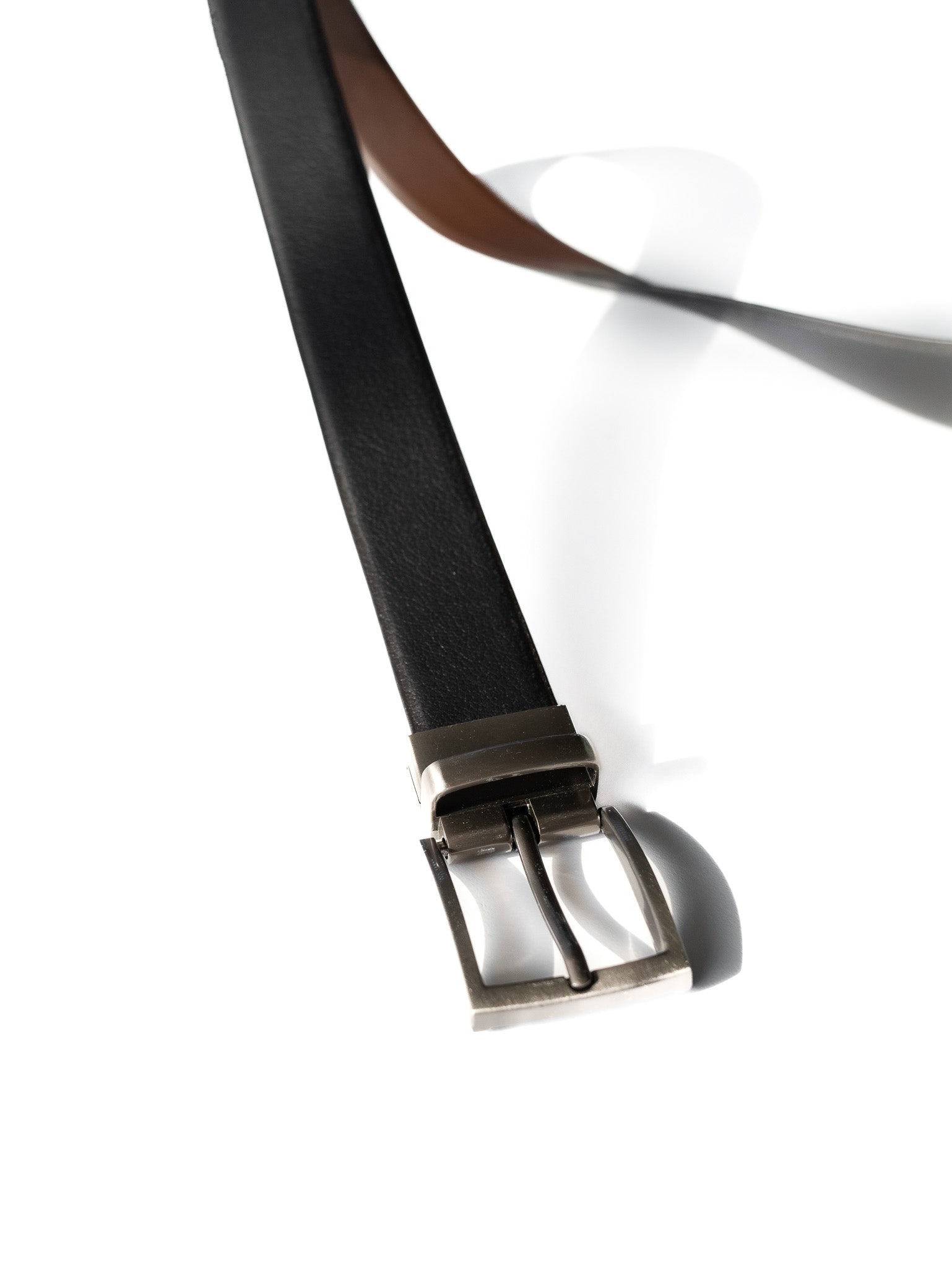 Men's  Black & Tan Reversible Textured Leather Belt