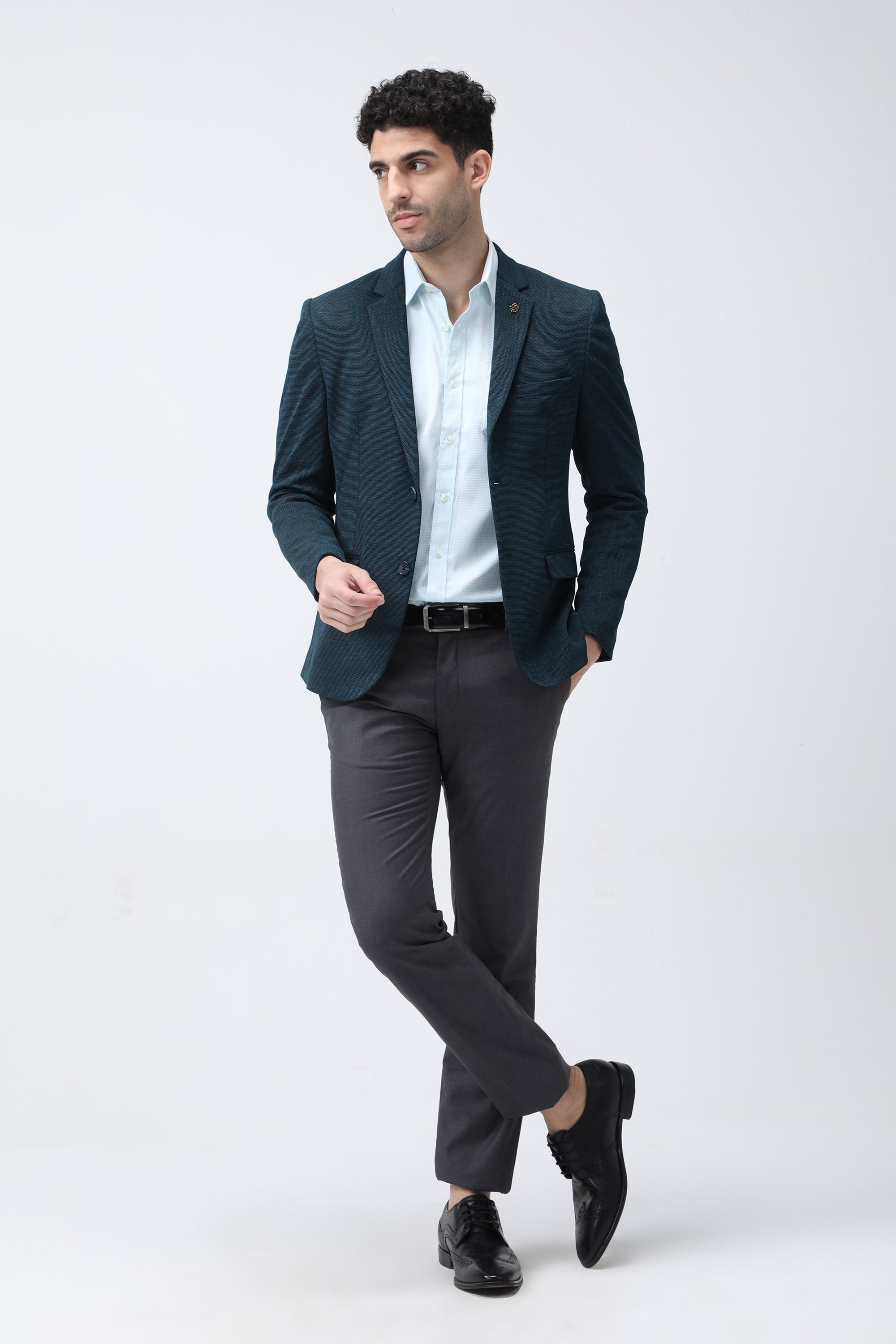 King Richard Slim Fit Knit Blazer - Teal