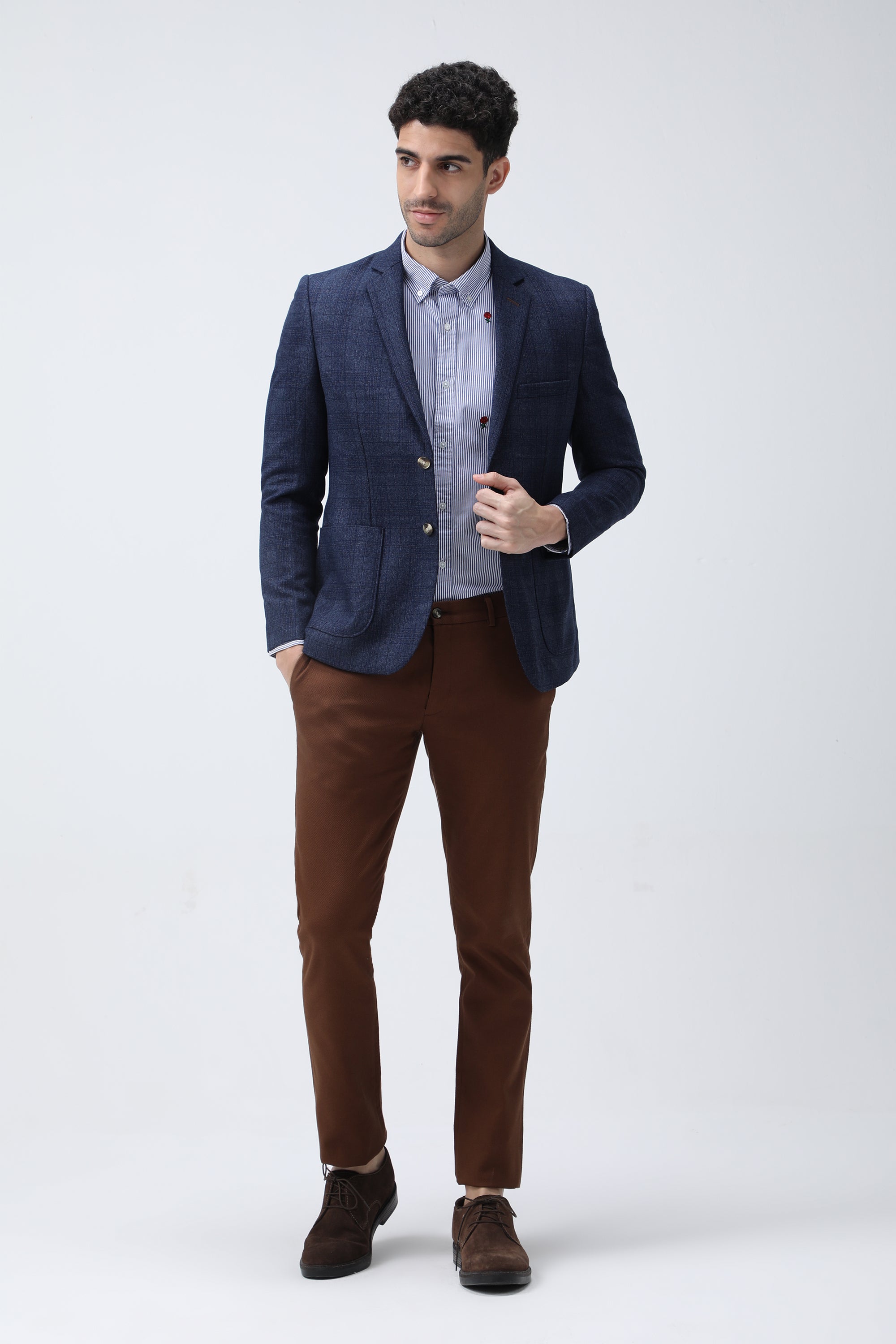 Bare Brown Slim Fit Cotton Chinos - Brown