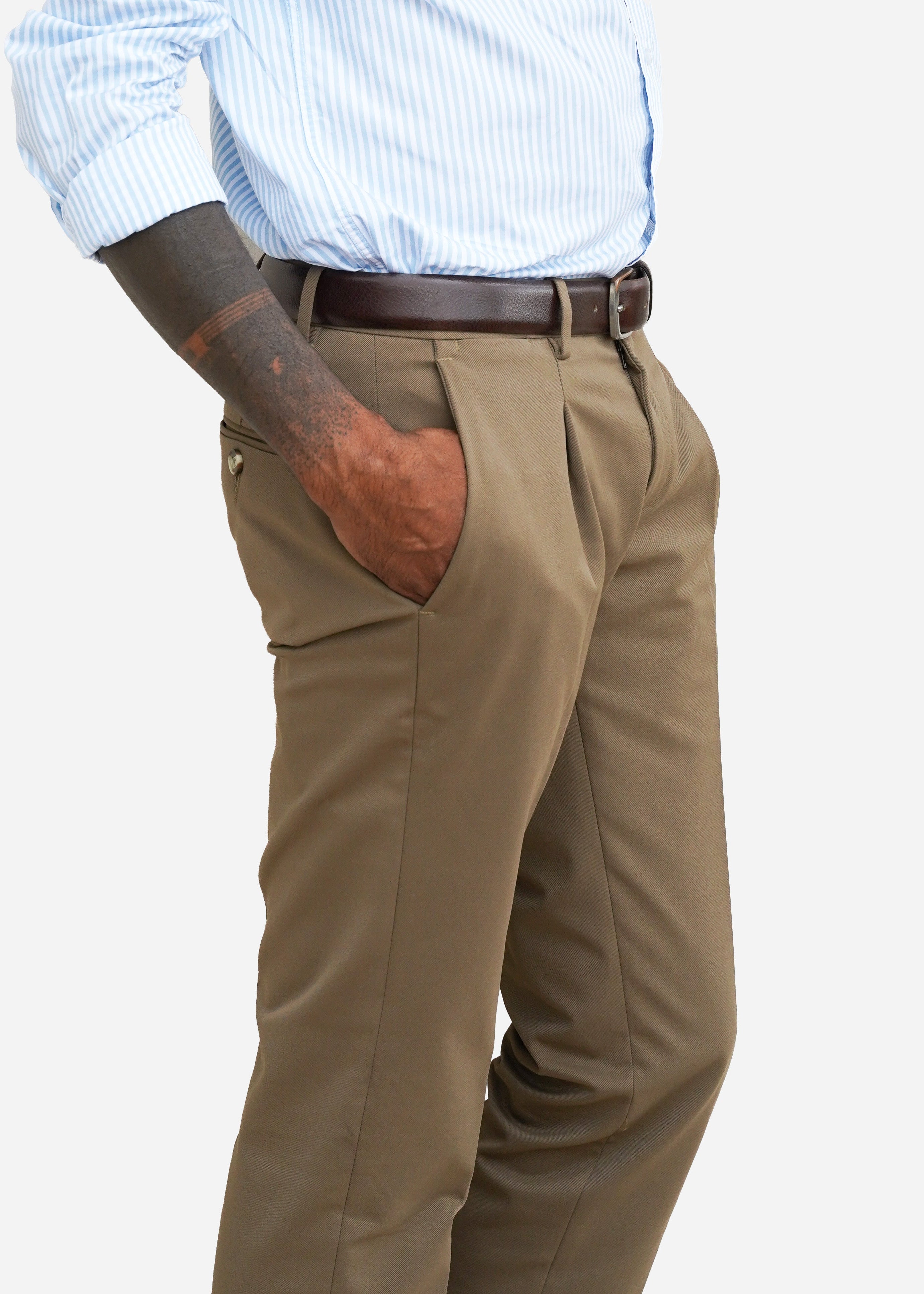 Bare Brown Slim Fit Hybrid Trouser - Olive