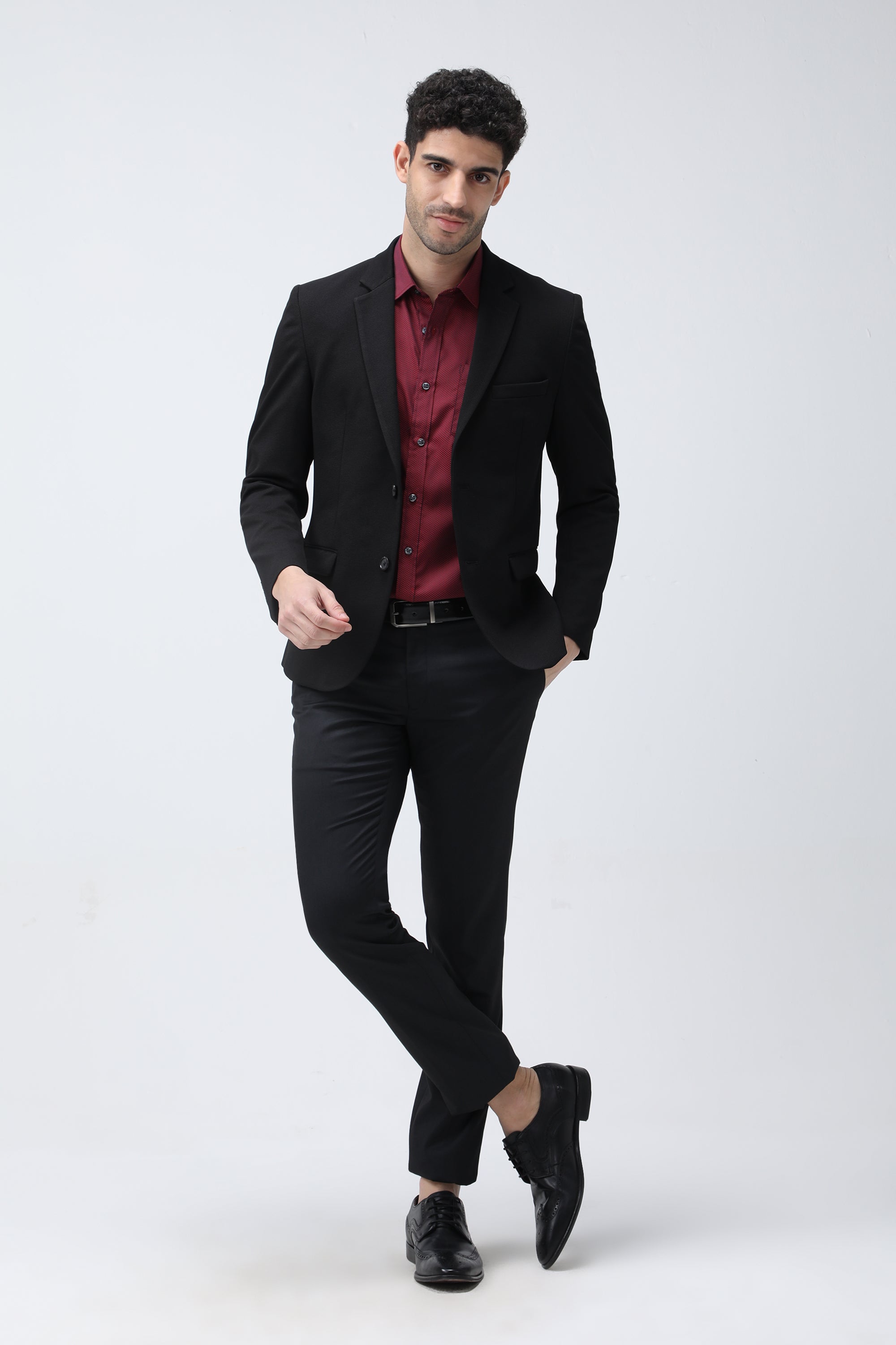 King Richard Slim Fit Knit Blazer - Black