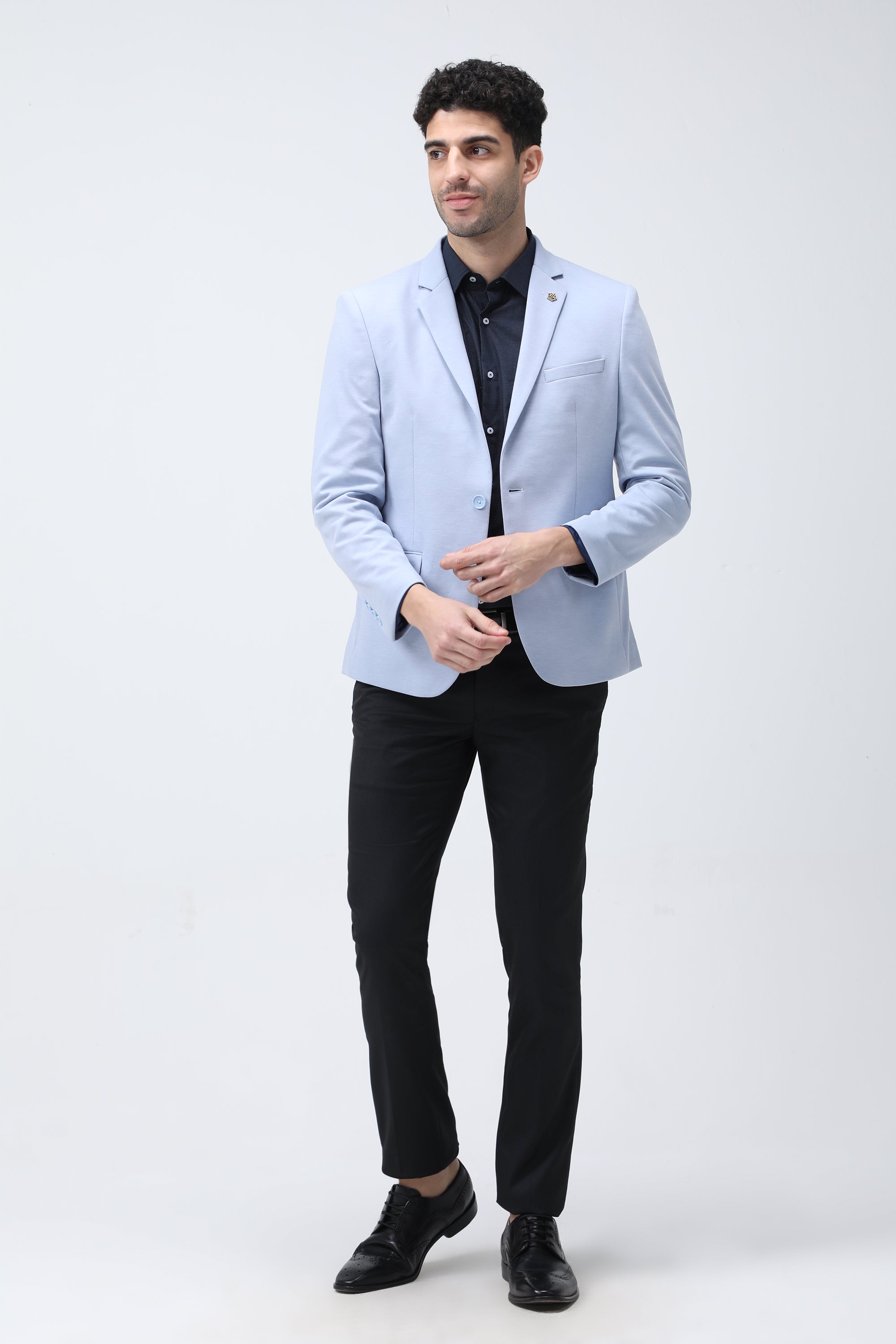 King Richard Slim Fit Knit Blazer - Blue