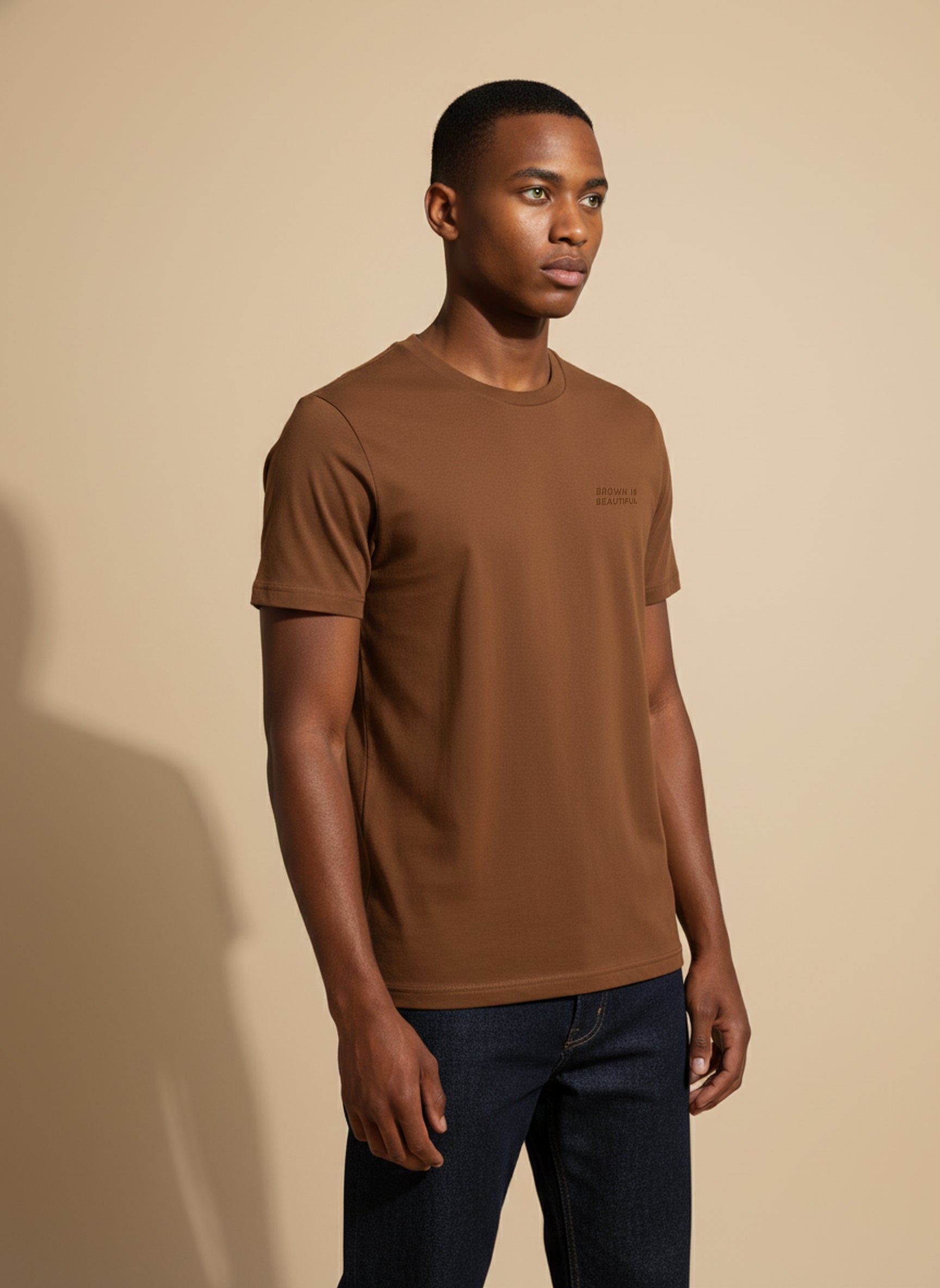 Bare Brown Slim Fit Crew Neck T-Shirt - Brown