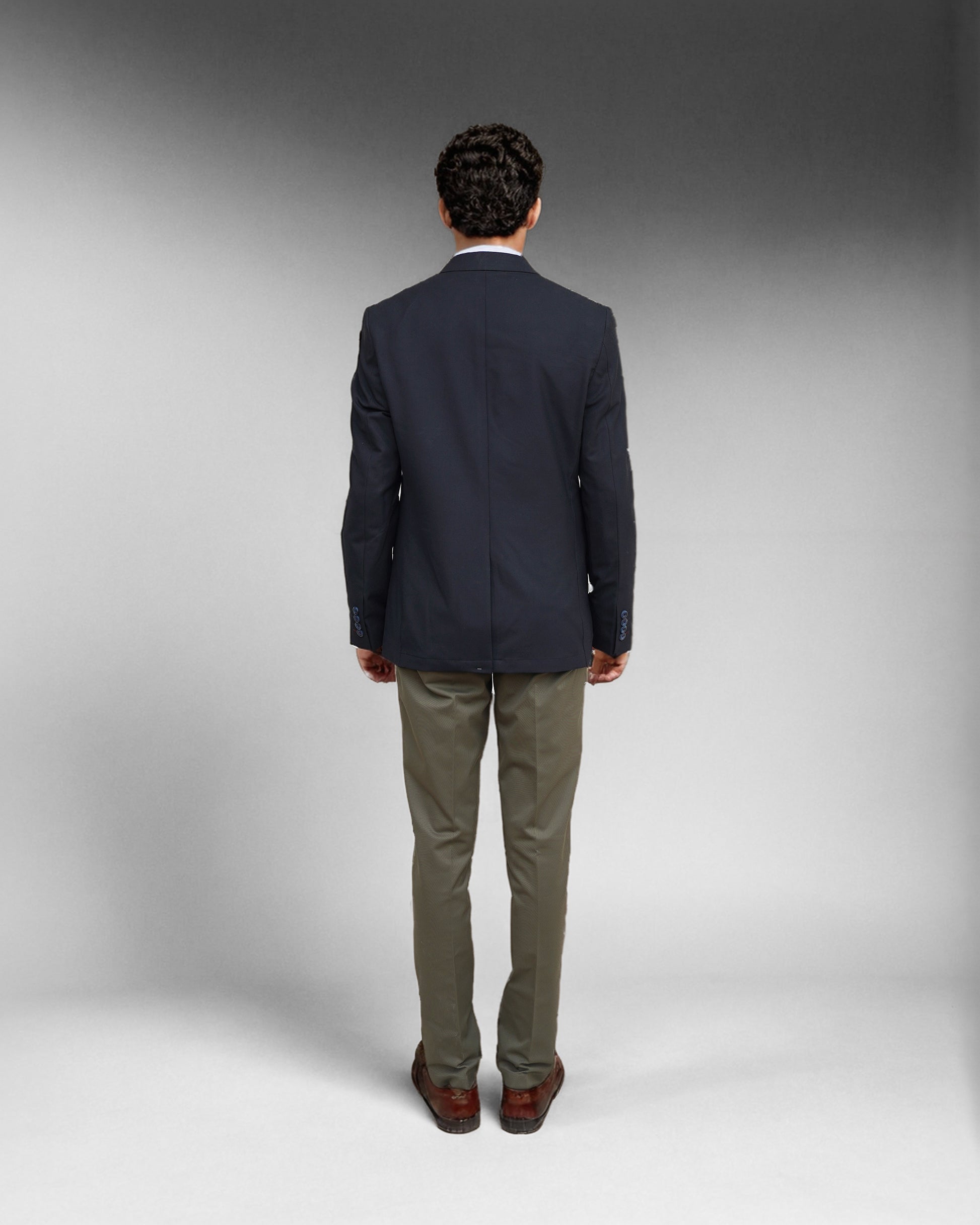 Bare Brown Solid  Woven  Blazer- Black