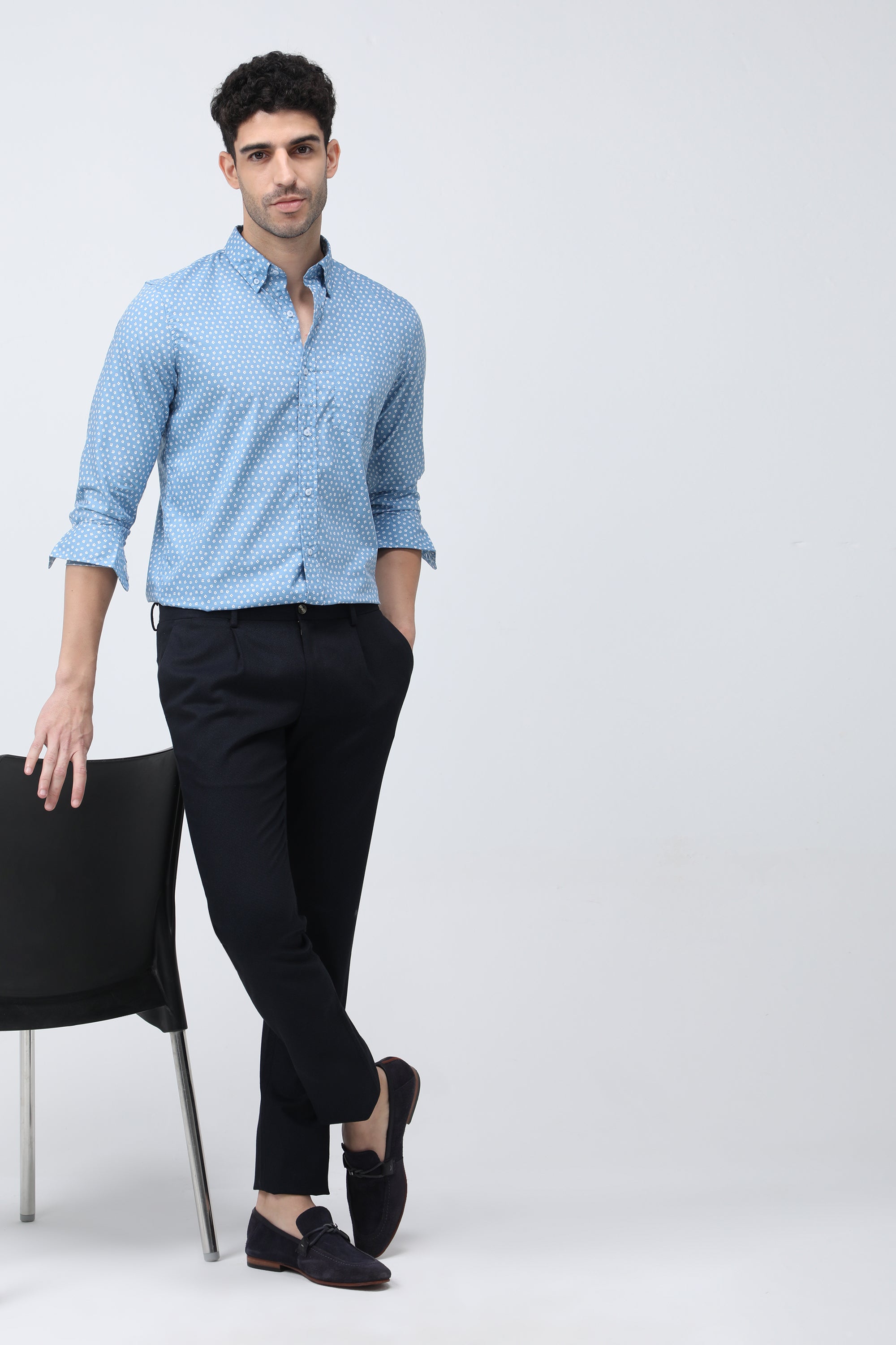 Bare Brown Slim Fit Cotton Chinos - Navy