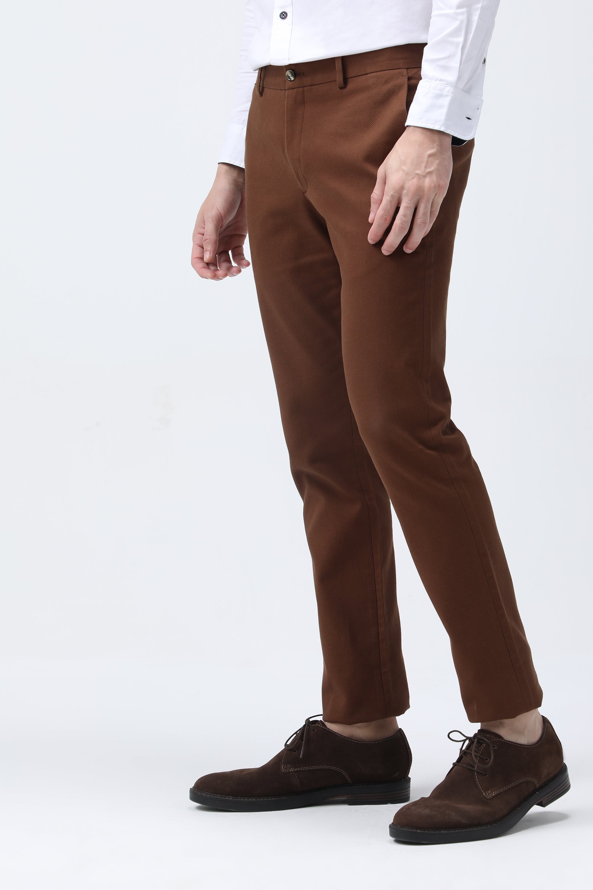 Bare Brown Slim Fit Cotton Chinos - Brown