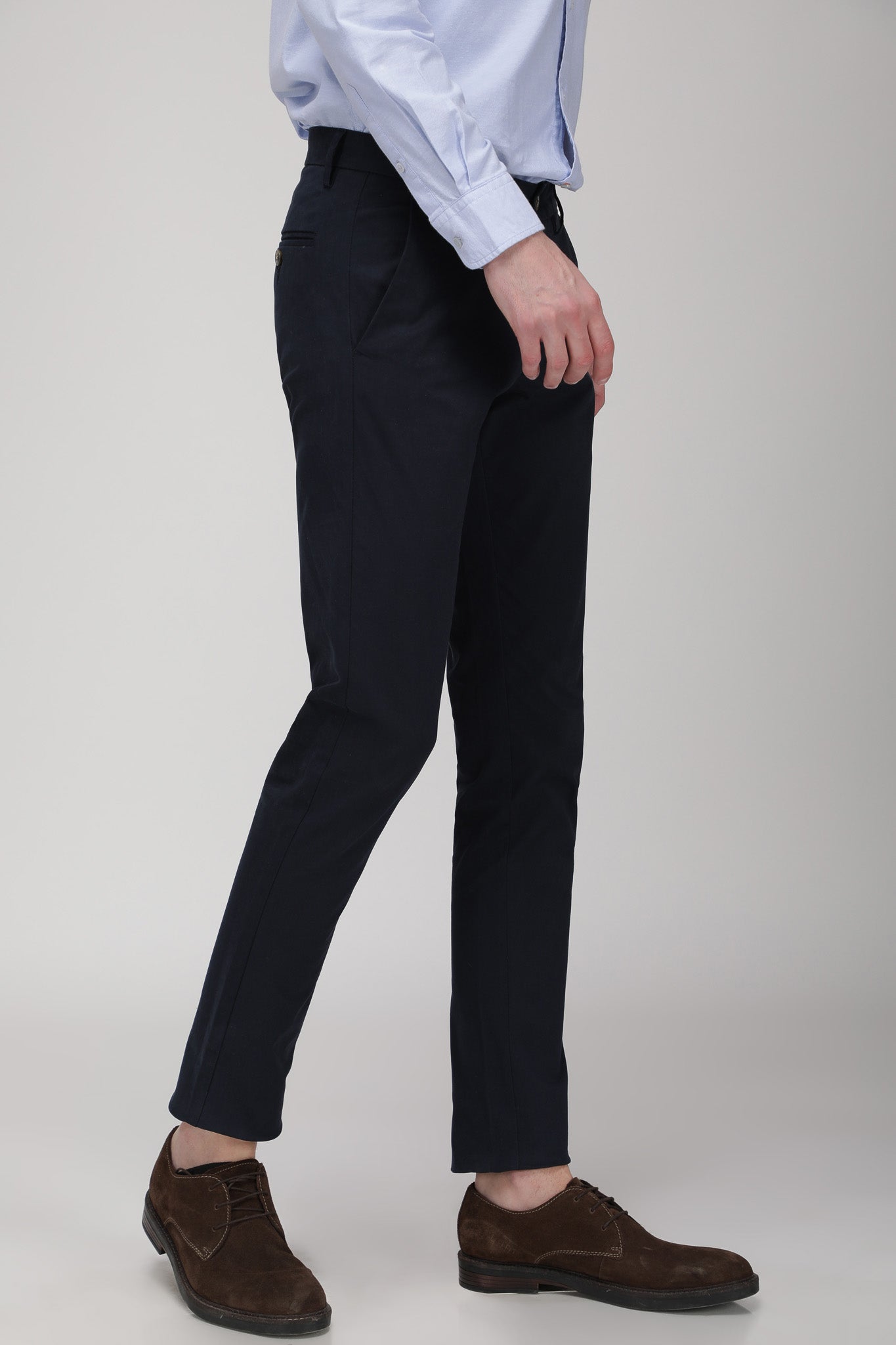 Bare Brown Stretch Slim Fit Cotton Chinos - Navy