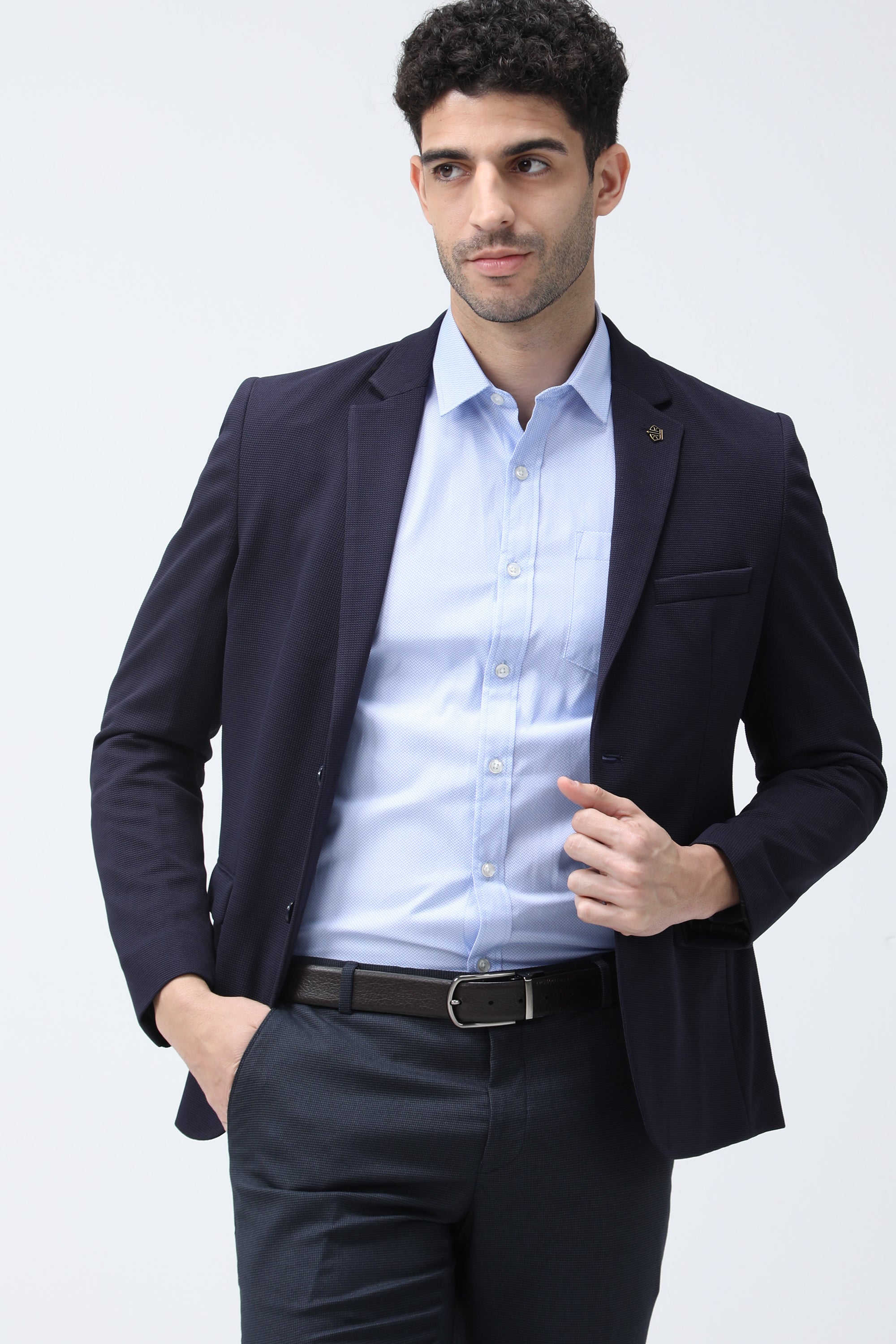 King Richard Slim Fit Knit Blazer - Navy