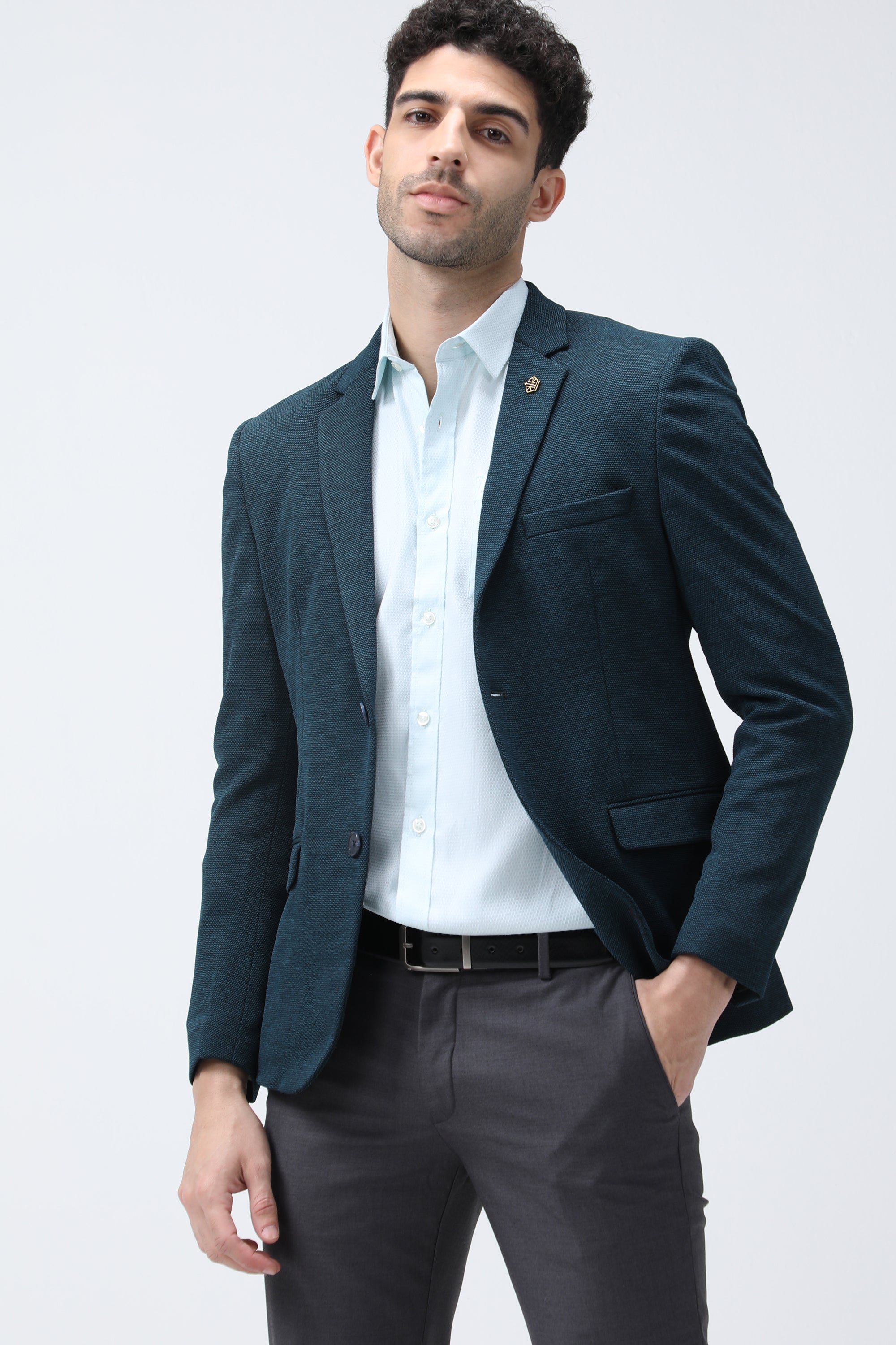 King Richard Slim Fit Knit Blazer - Teal