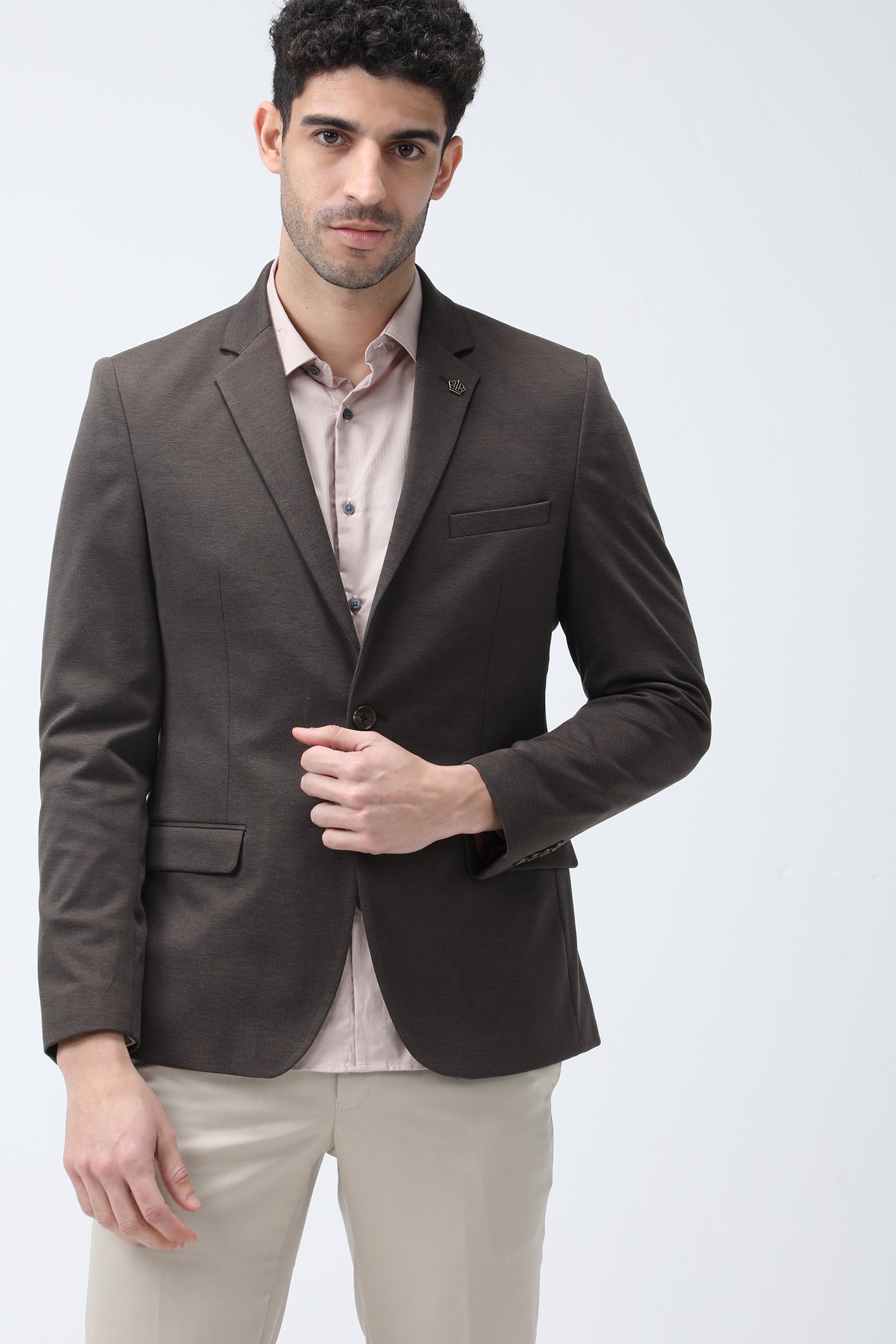 King Richard Slim Fit Knit Blazer - Brown