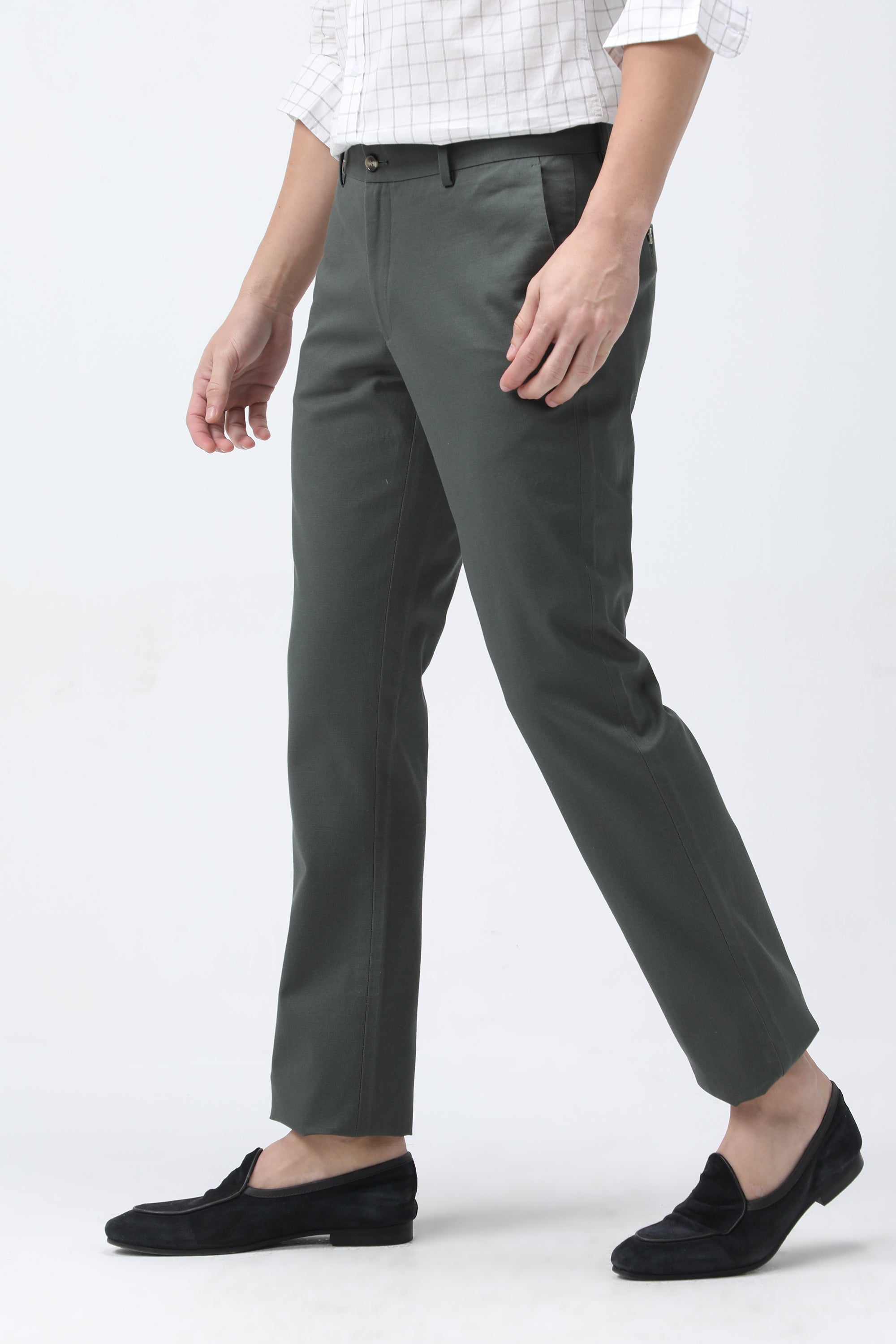 Bare Brown Slim Fit Cotton Chinos - Green