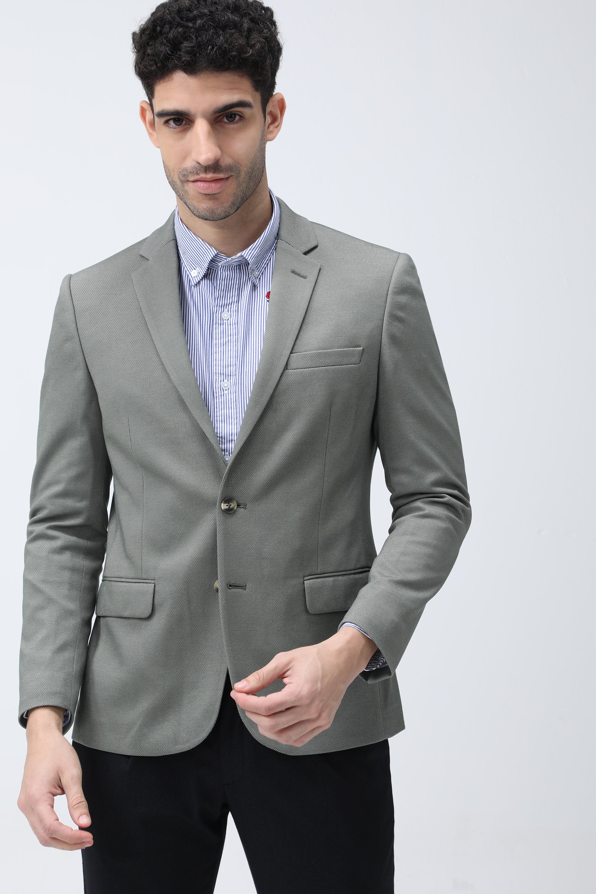 Bare Brown Knit Blazer - Green