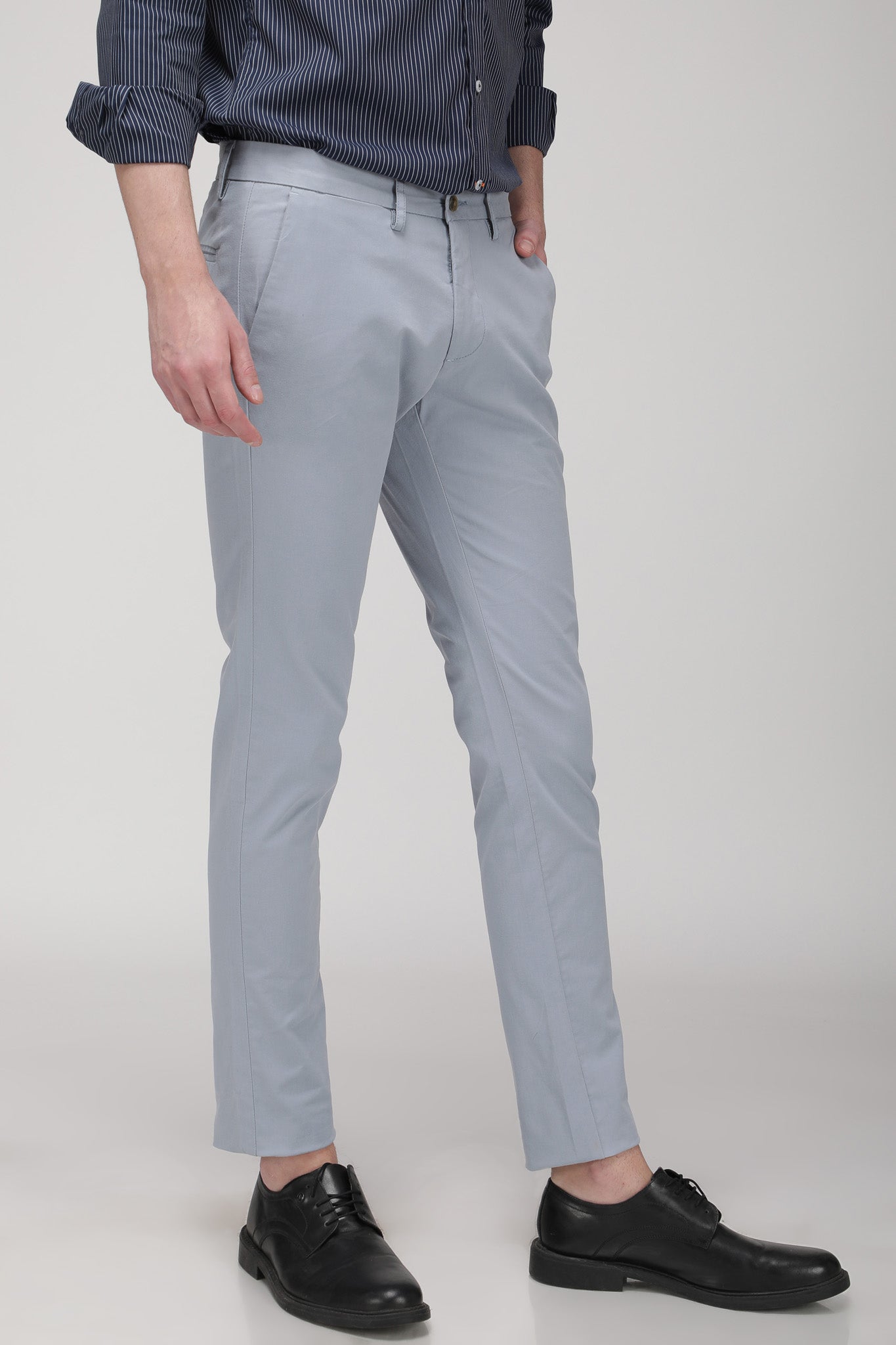 Bare Brown Stretch Slim Fit Cotton Chinos - Light Blue