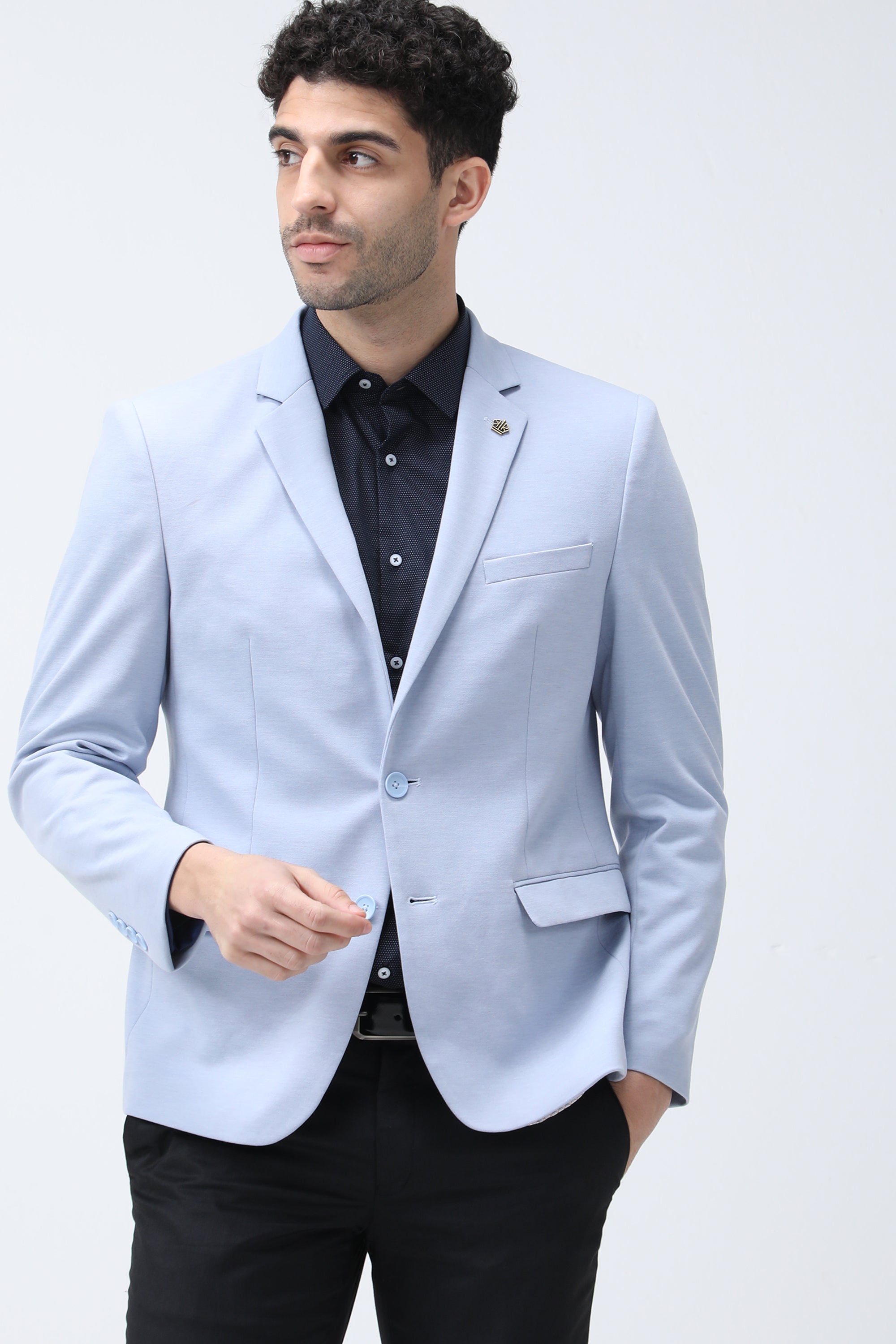 King Richard Slim Fit Knit Blazer - Blue