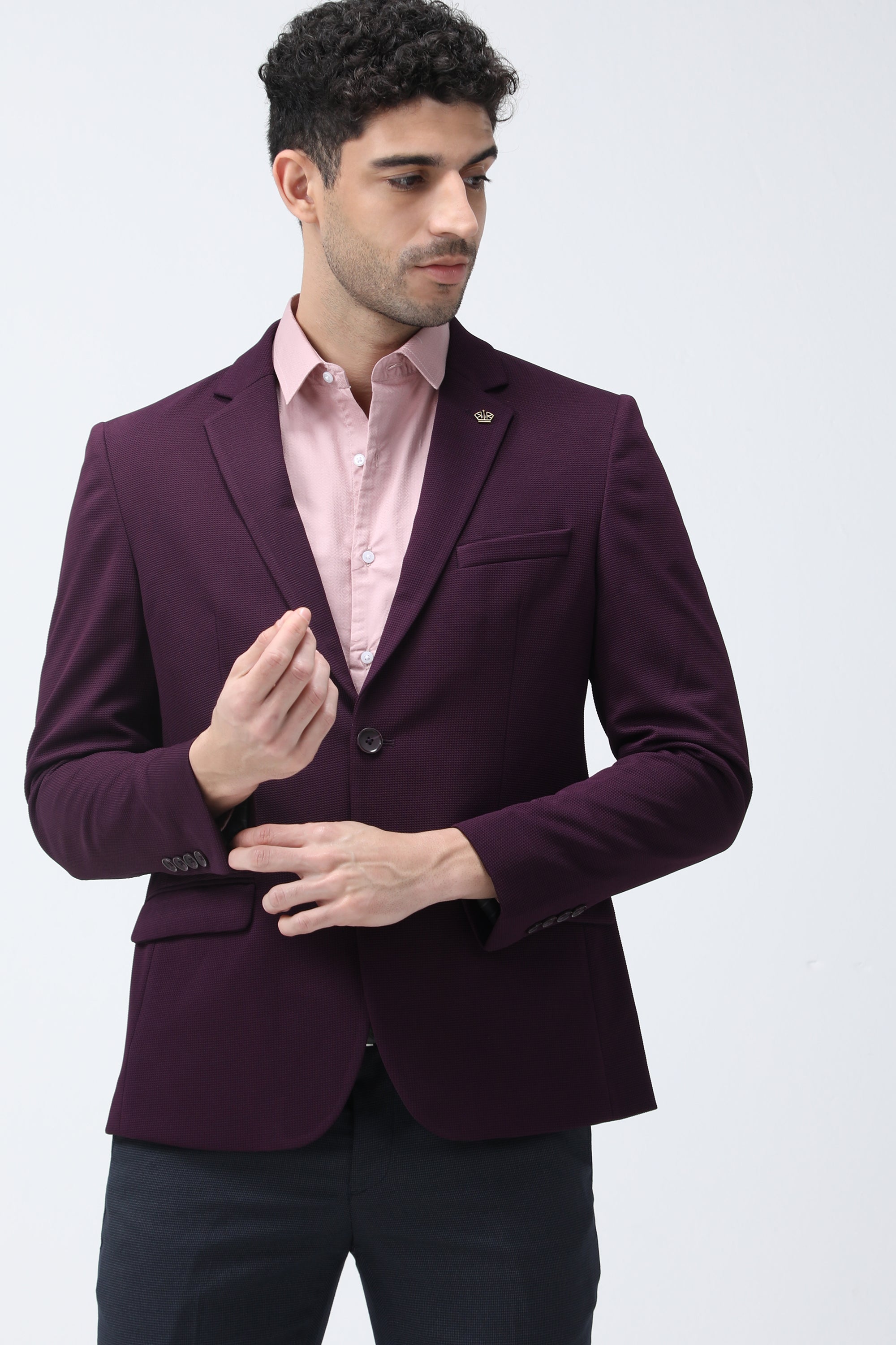 King Richard Slim Fit Knit Blazer - Wine