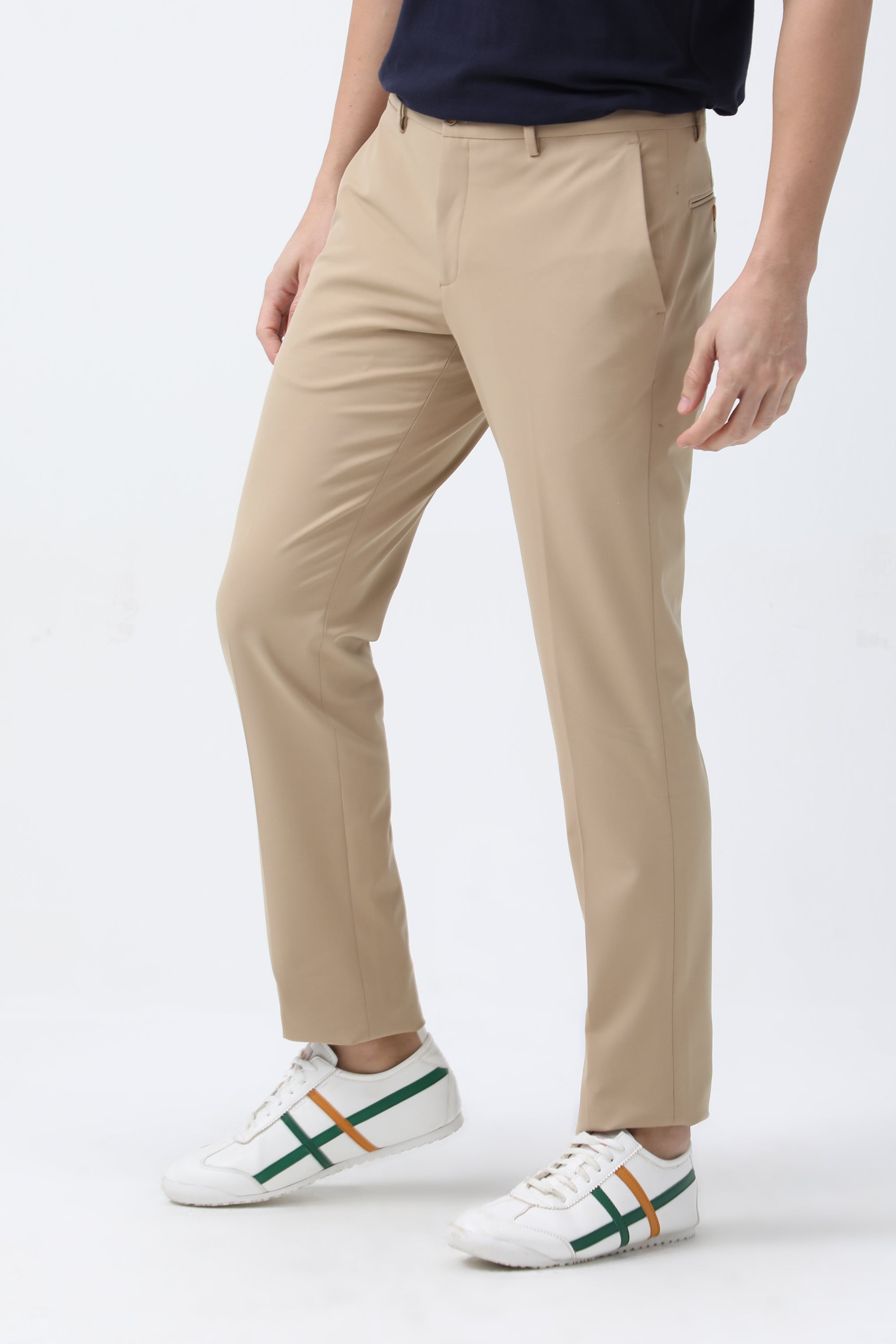 Bare Brown Stretch Slim Fit Cotton Chinos - Khaki