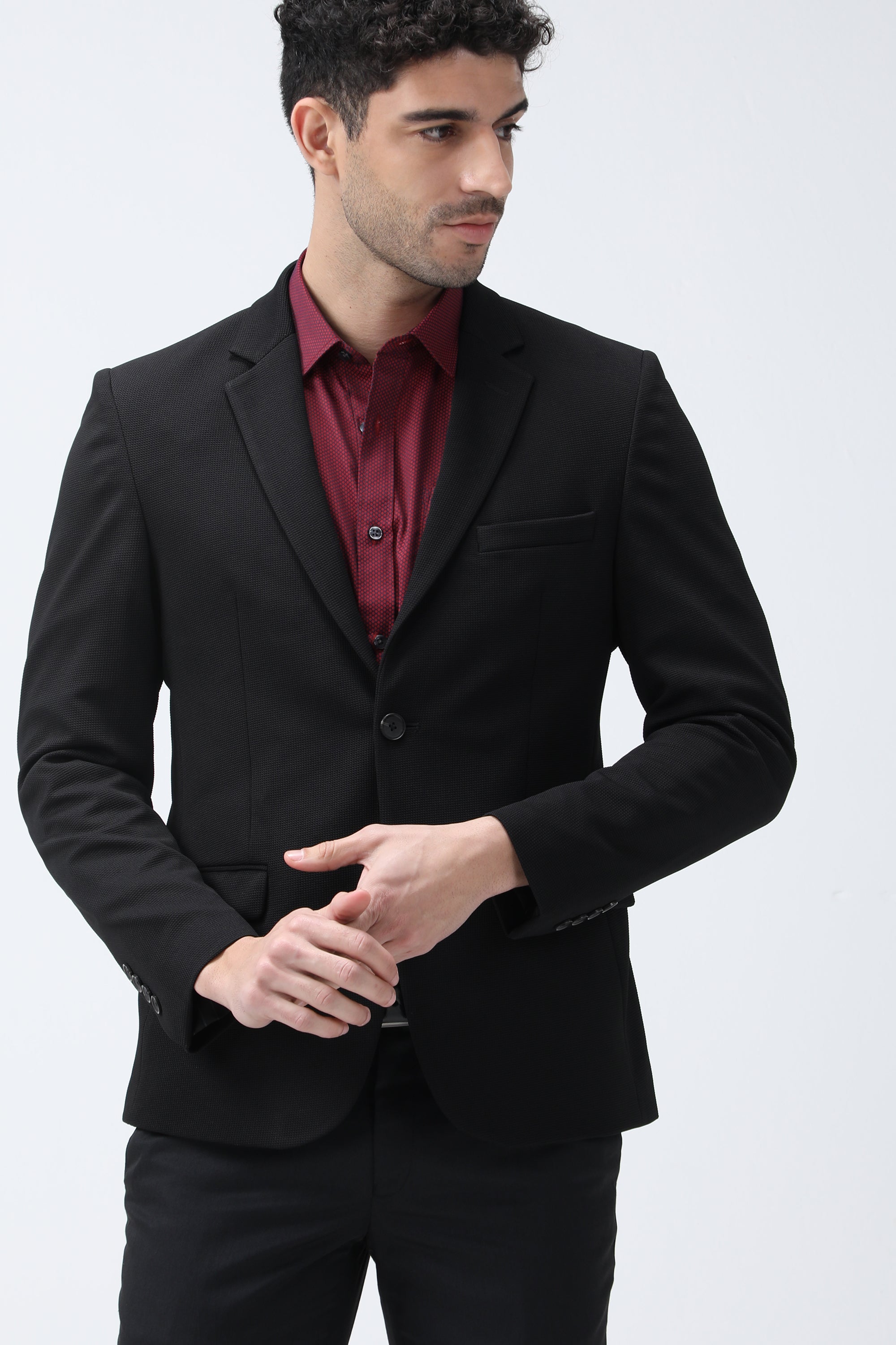 King Richard Slim Fit Knit Blazer - Black