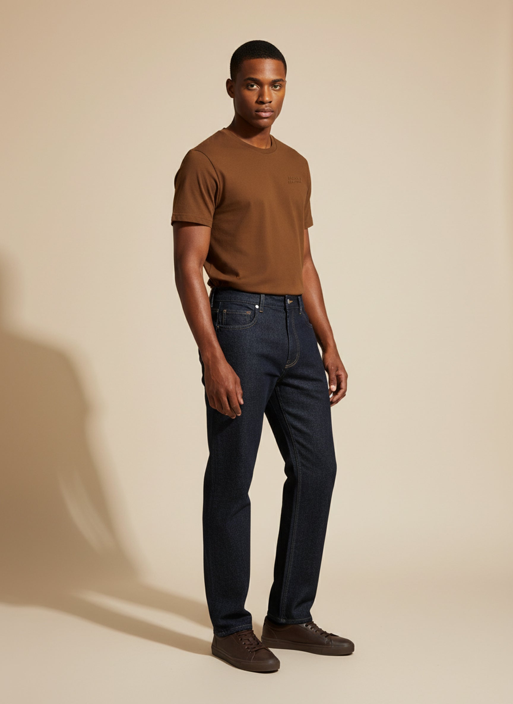 Bare Brown Slim Fit Crew Neck T-Shirt - Brown