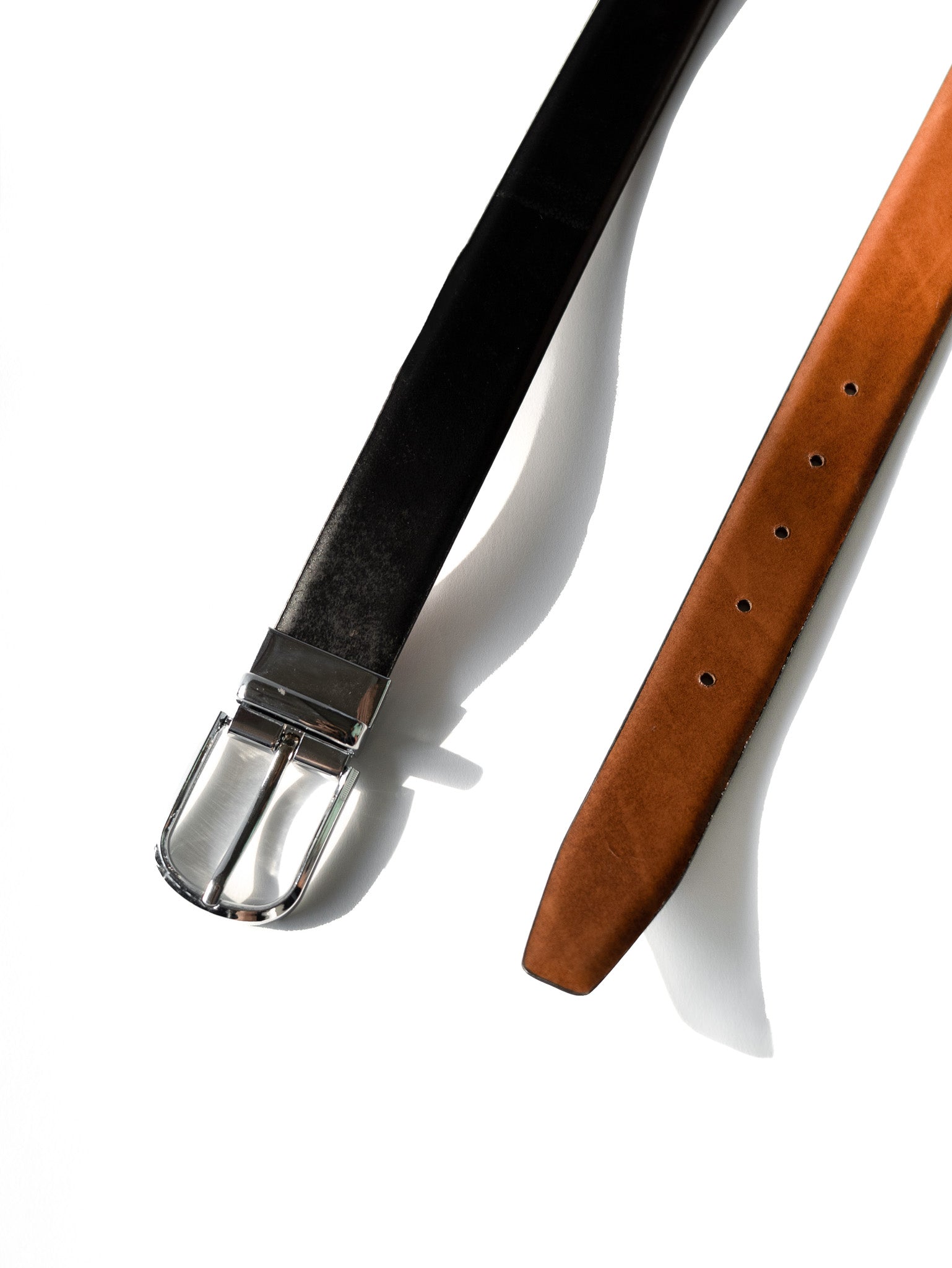 Men's Black & Cognac Reversible Leather Belt