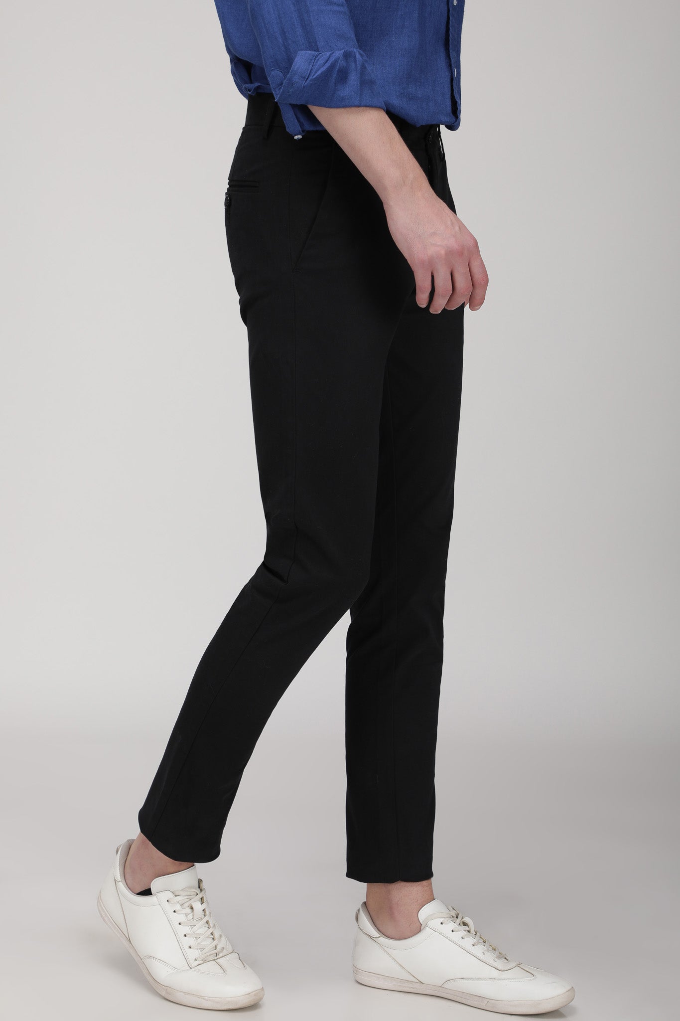 Bare Brown Stretch Slim Fit Cotton Chinos - Black