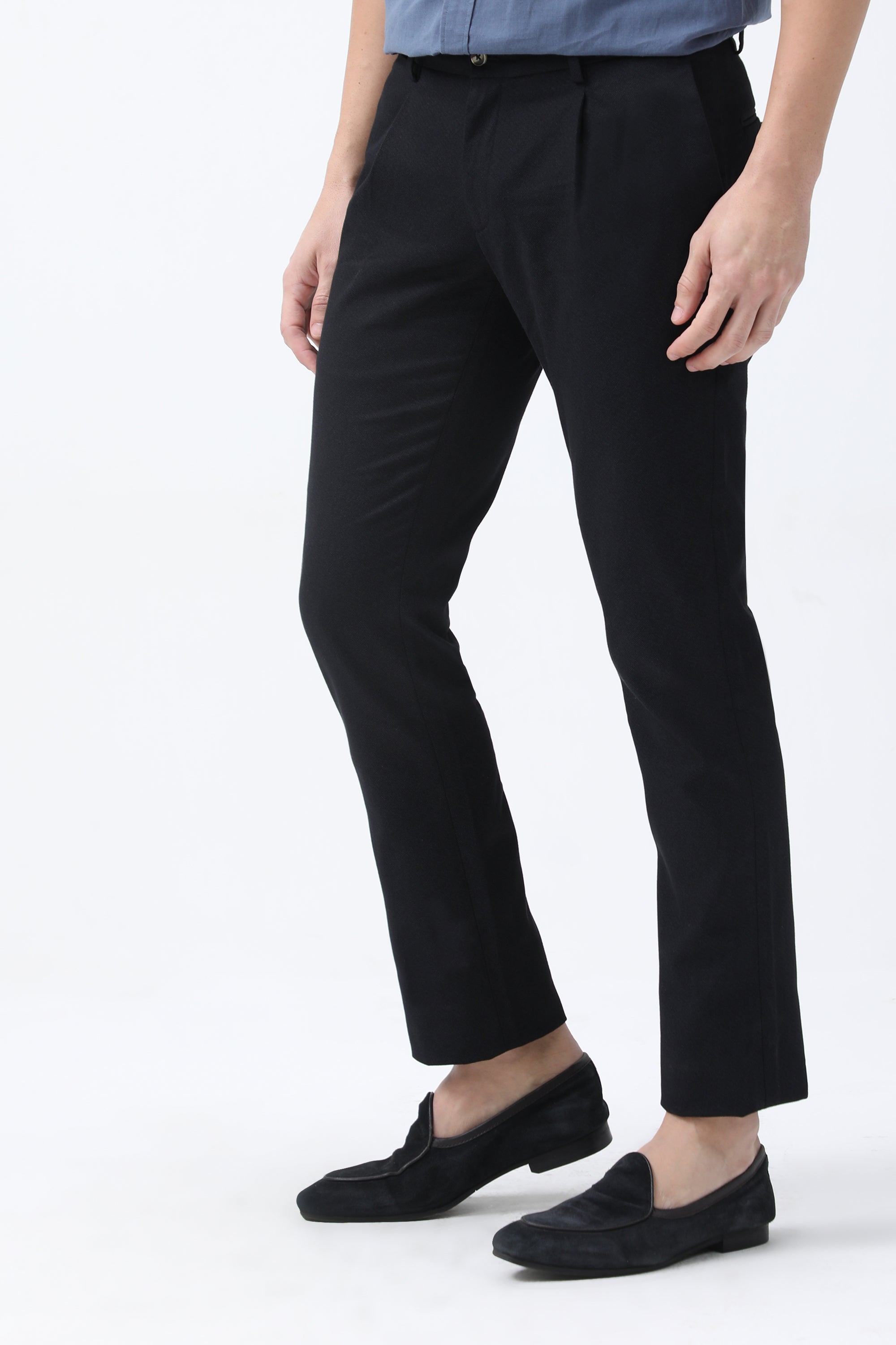 Bare Brown Slim Fit Cotton Chinos - Black