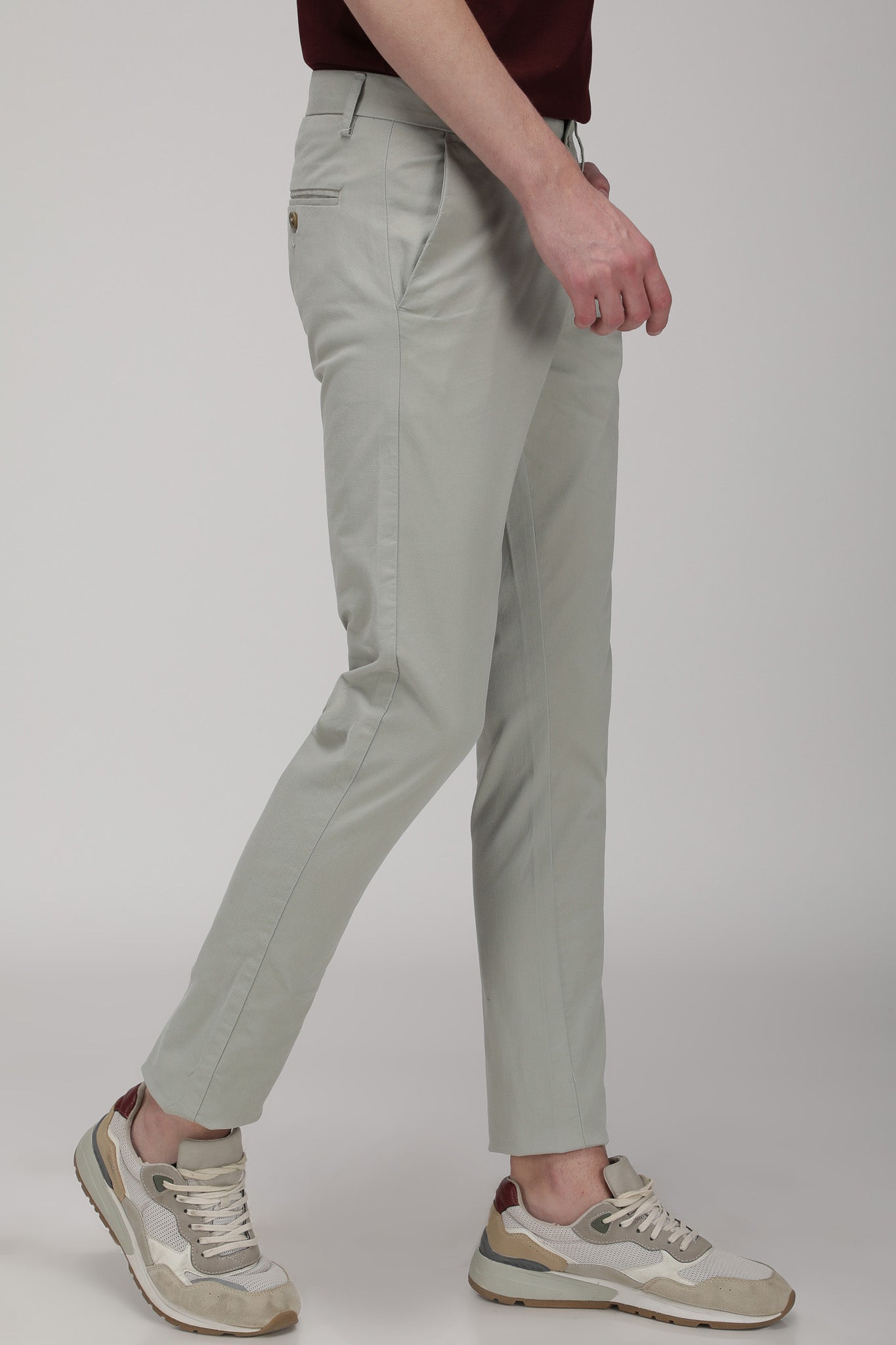 Bare Brown Stretch Slim Fit Cotton Chinos - Green
