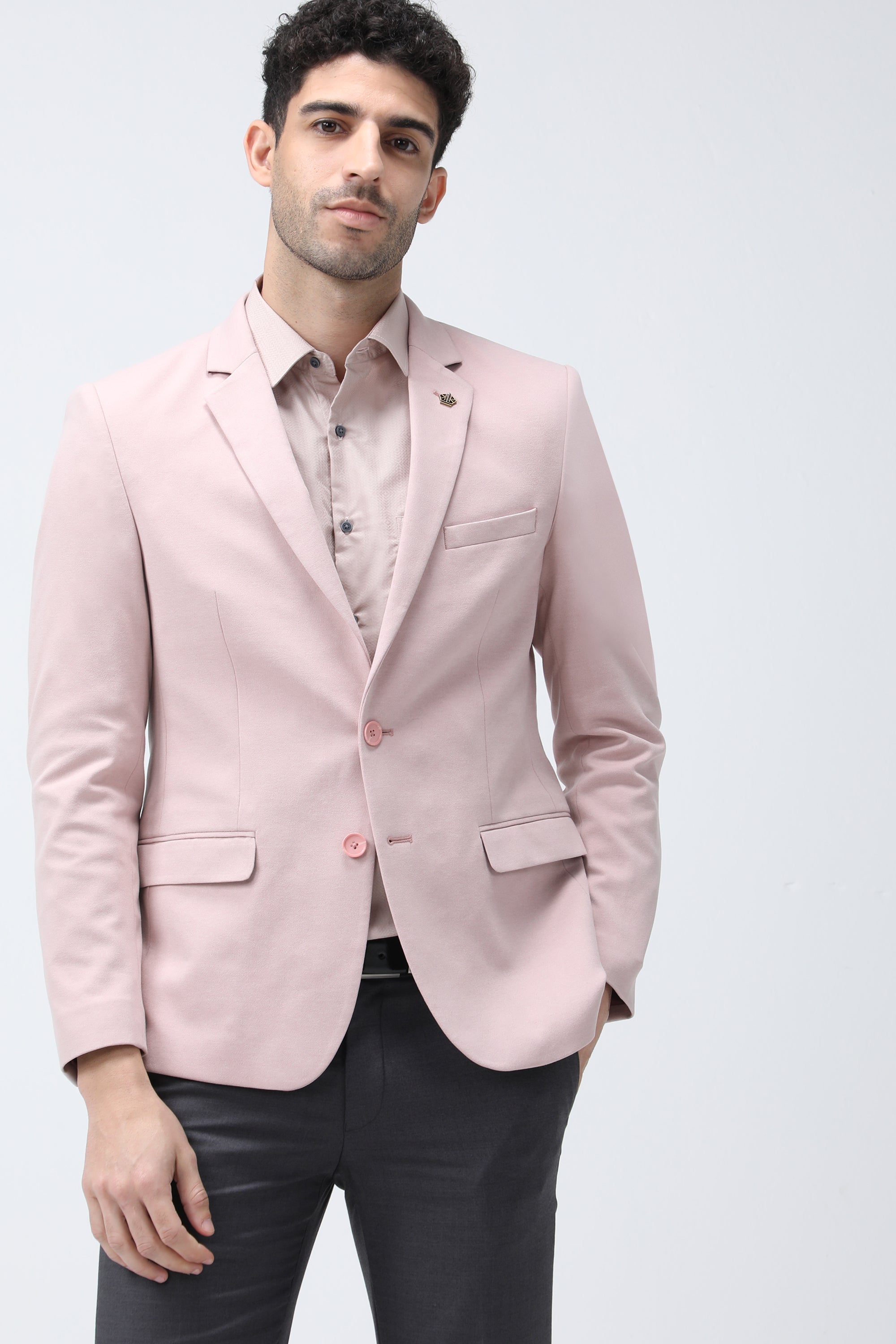 King Richard Slim Fit Knit Blazer - Pink