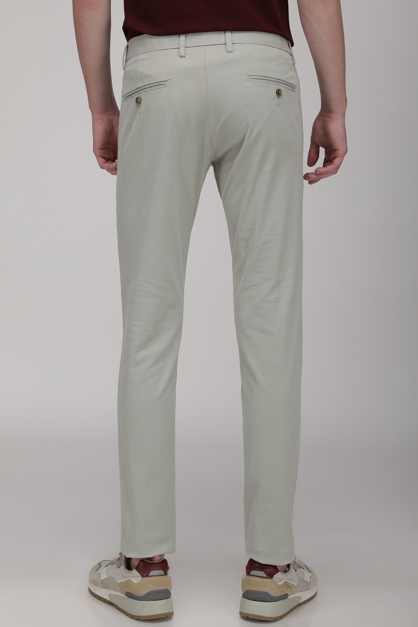 Bare Brown Stretch Slim Fit Cotton Chinos - Green