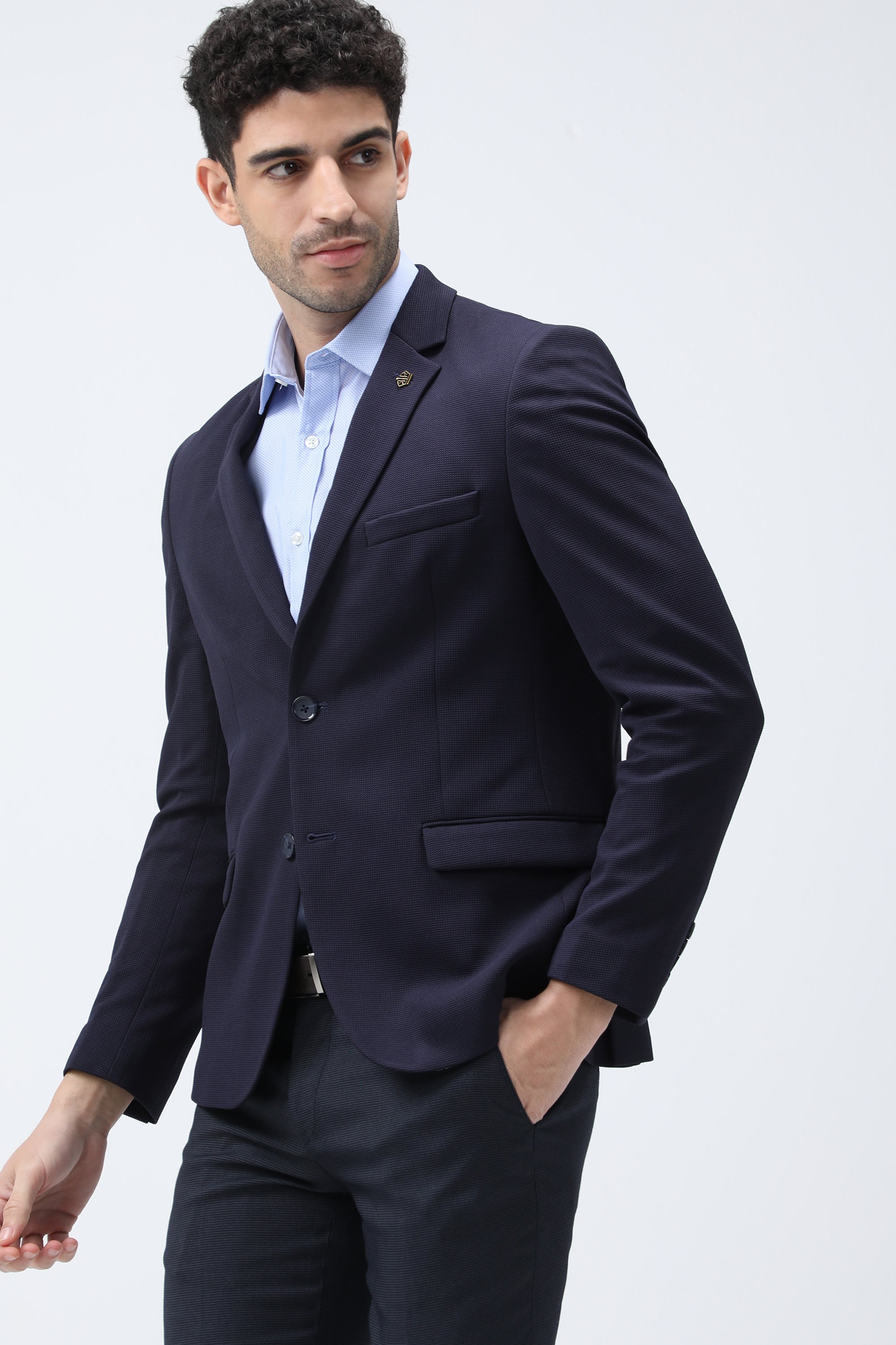 King Richard Slim Fit Knit Blazer - Navy