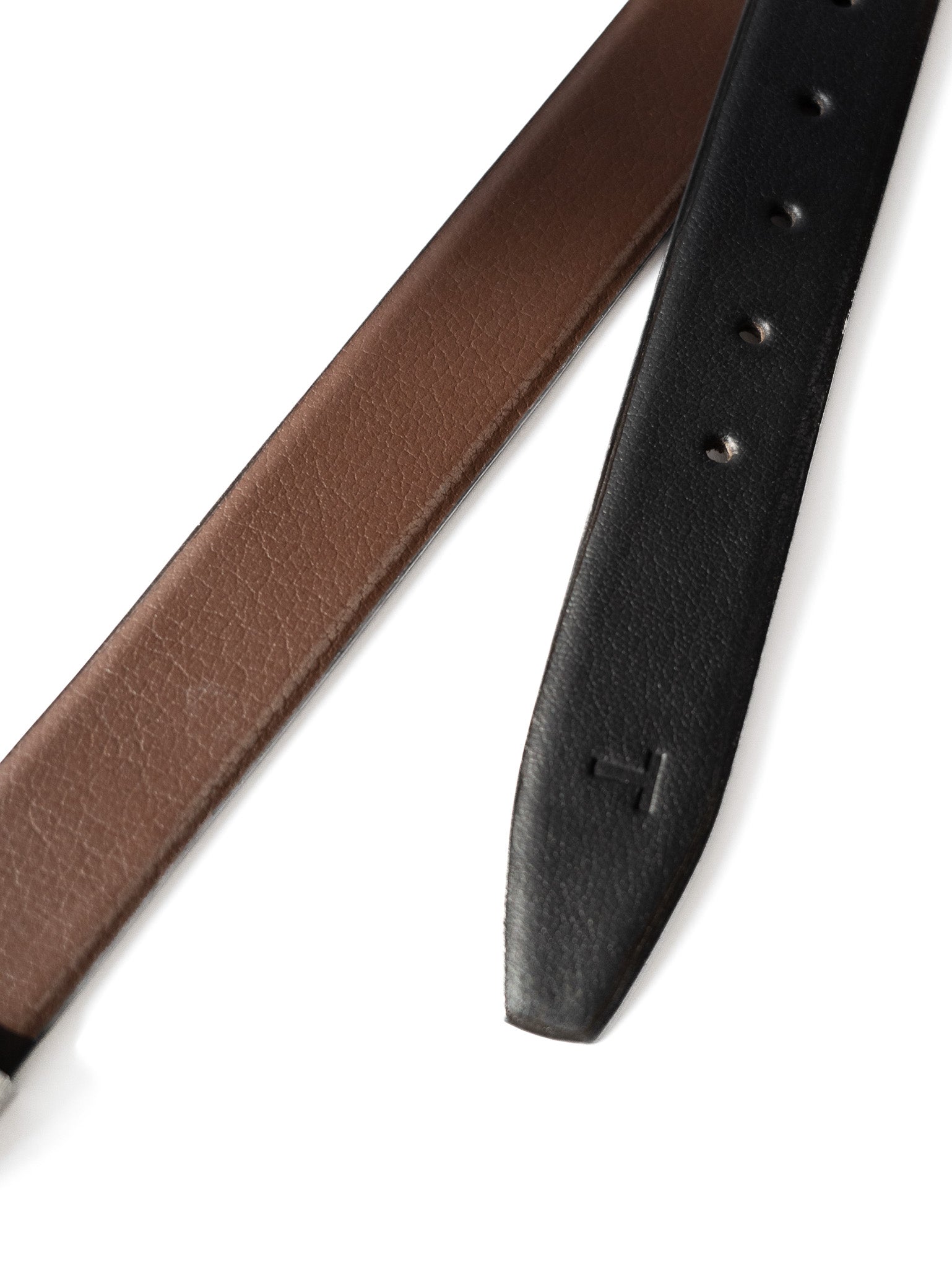 Men's  Black & Tan Reversible Textured Leather Belt