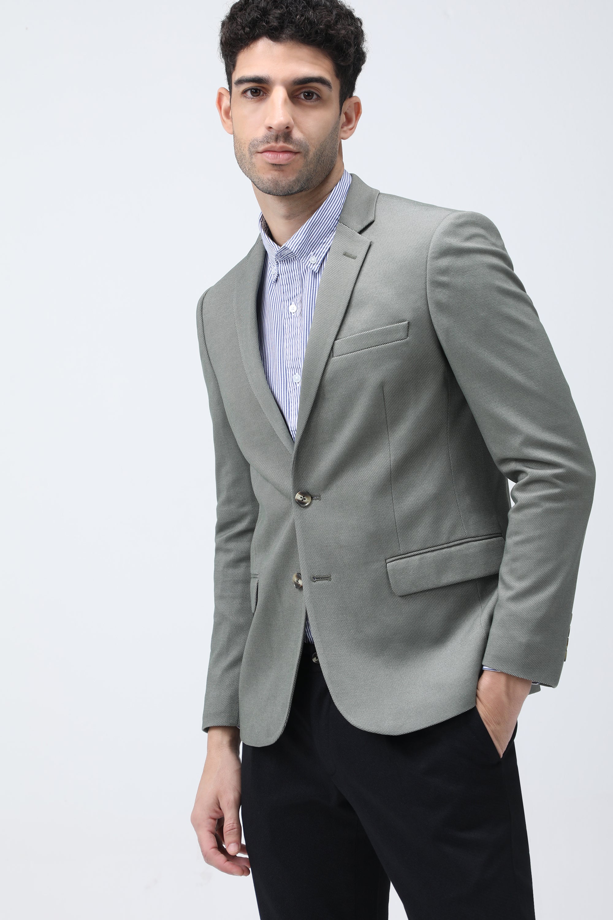 Bare Brown Knit Blazer - Green