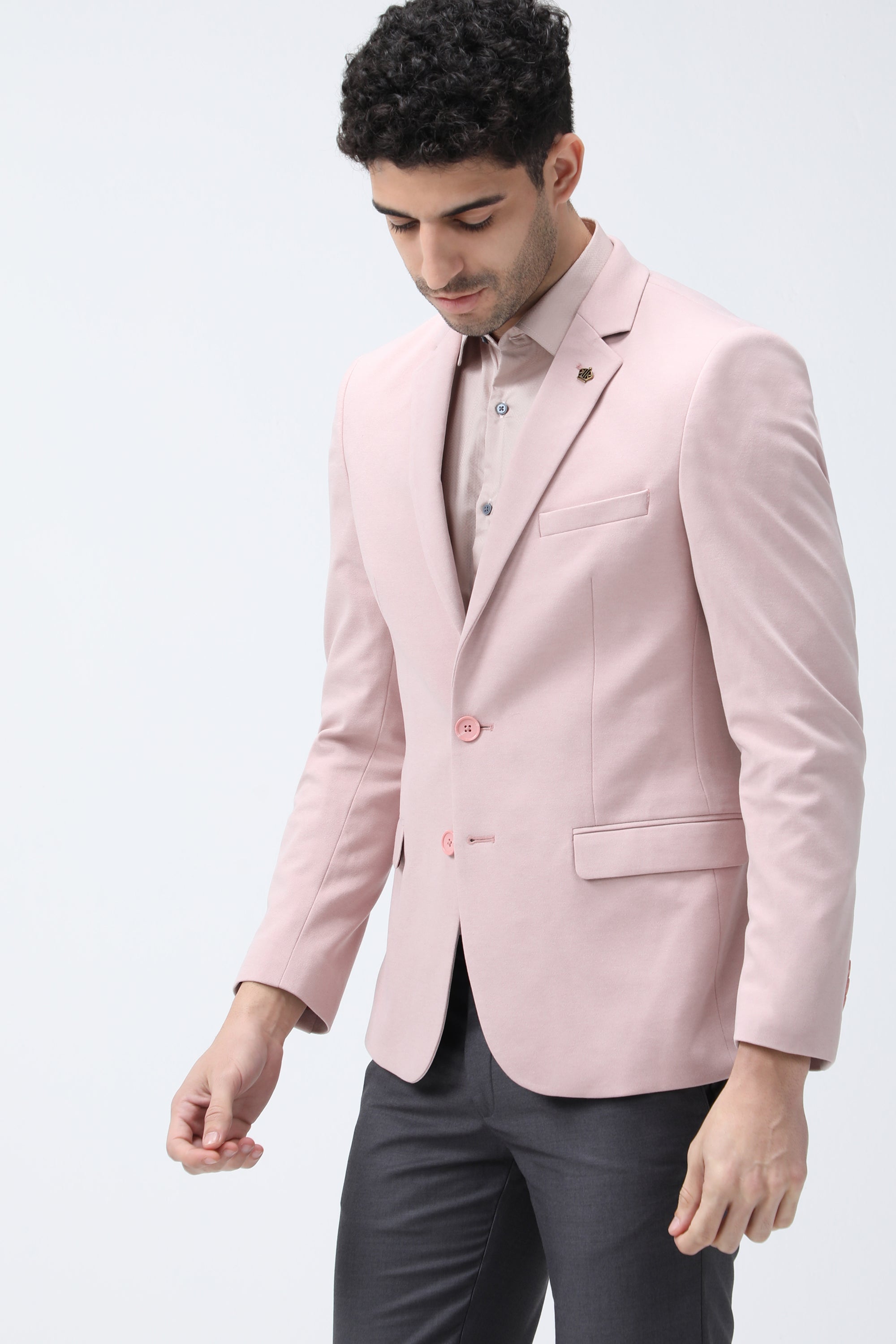 King Richard Slim Fit Knit Blazer - Pink