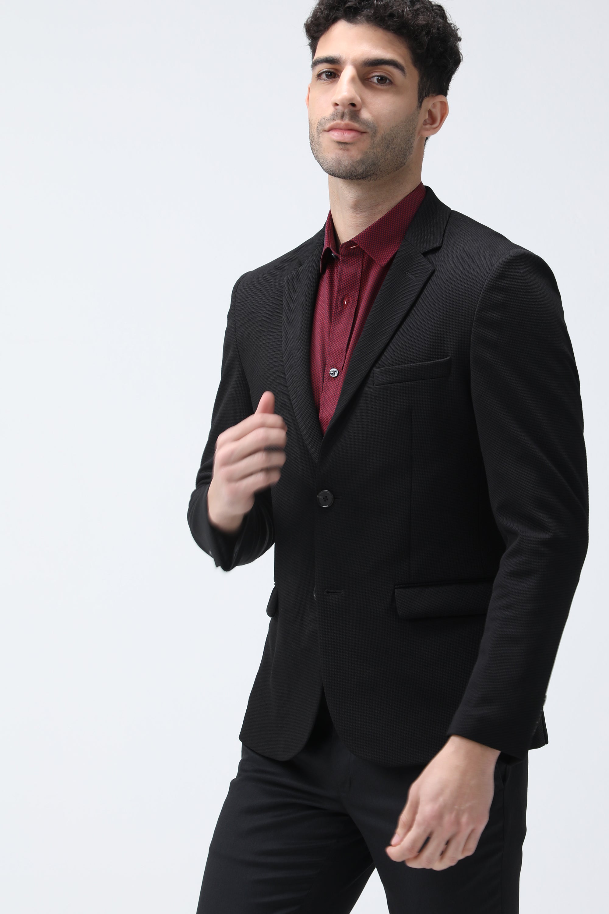 King Richard Slim Fit Knit Blazer - Black