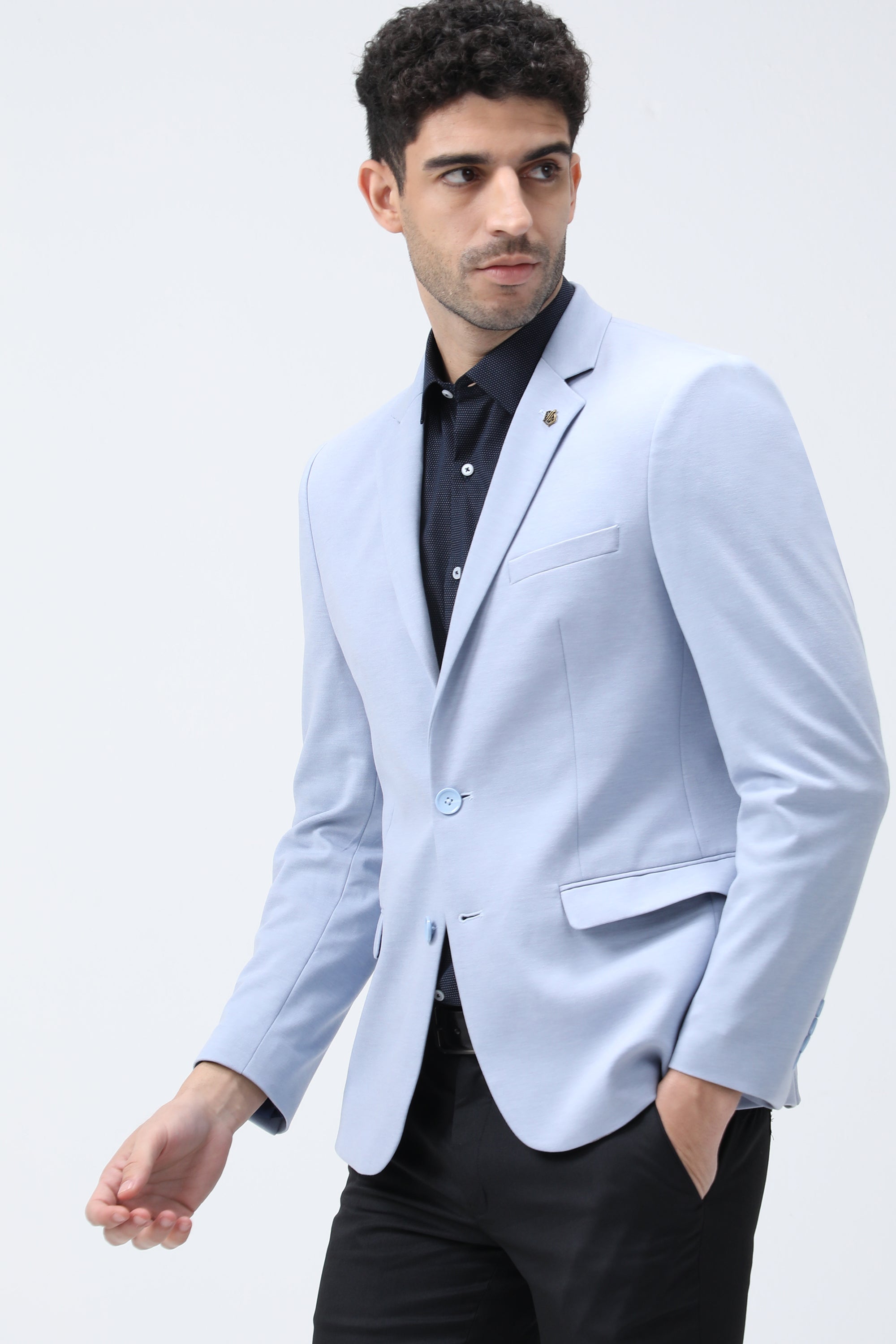 King Richard Slim Fit Knit Blazer - Blue
