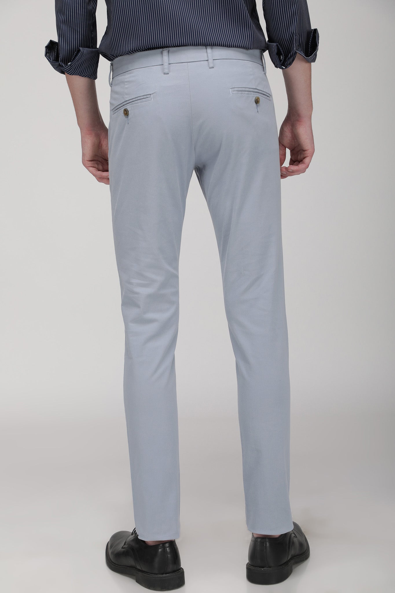 Bare Brown Stretch Slim Fit Cotton Chinos - Light Blue